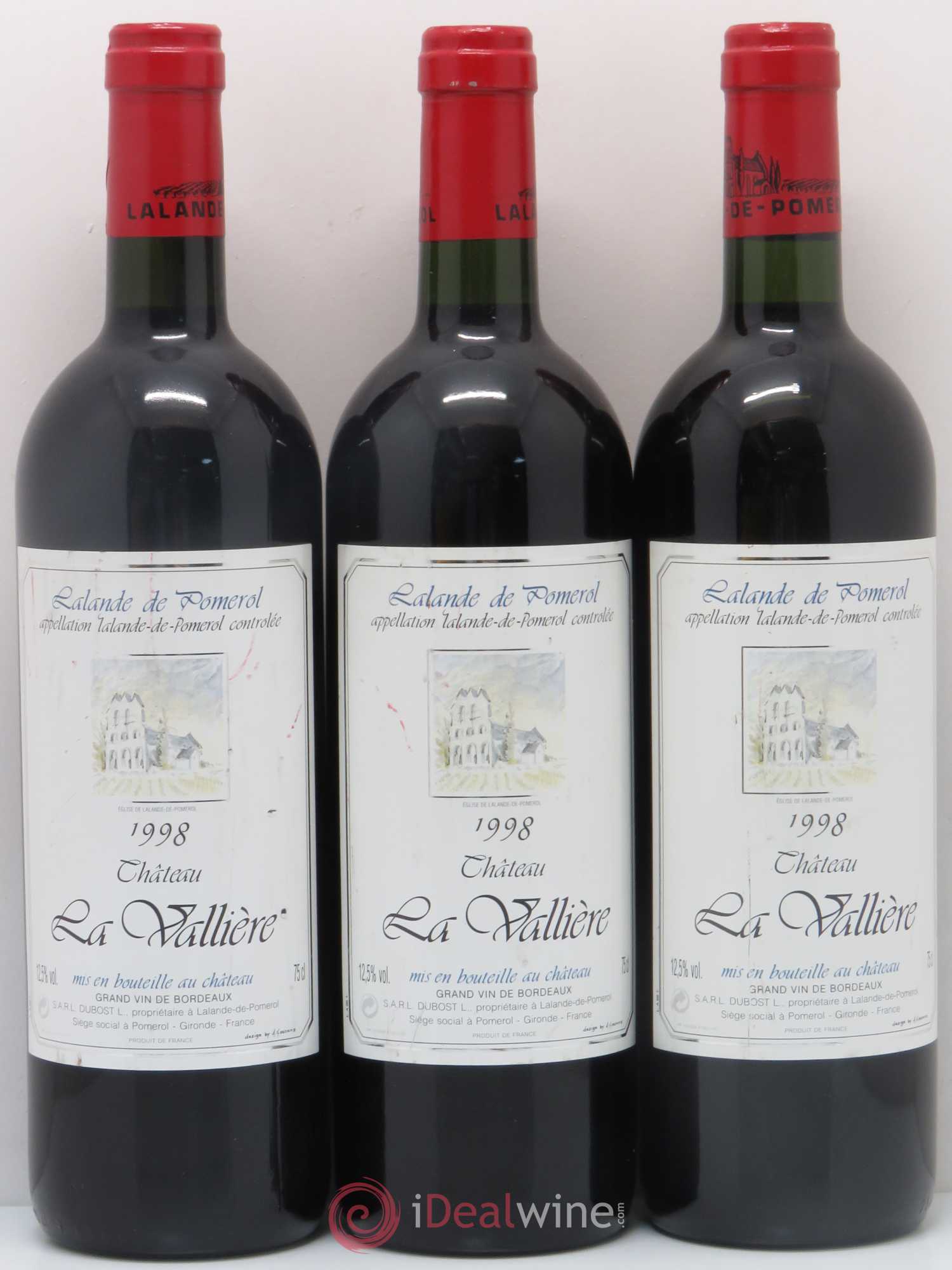 Bordeaux Lalande de Pomerol Château La Valliere (sans prix de réserve) 1998 - Posten von 3 Flaschen - 0