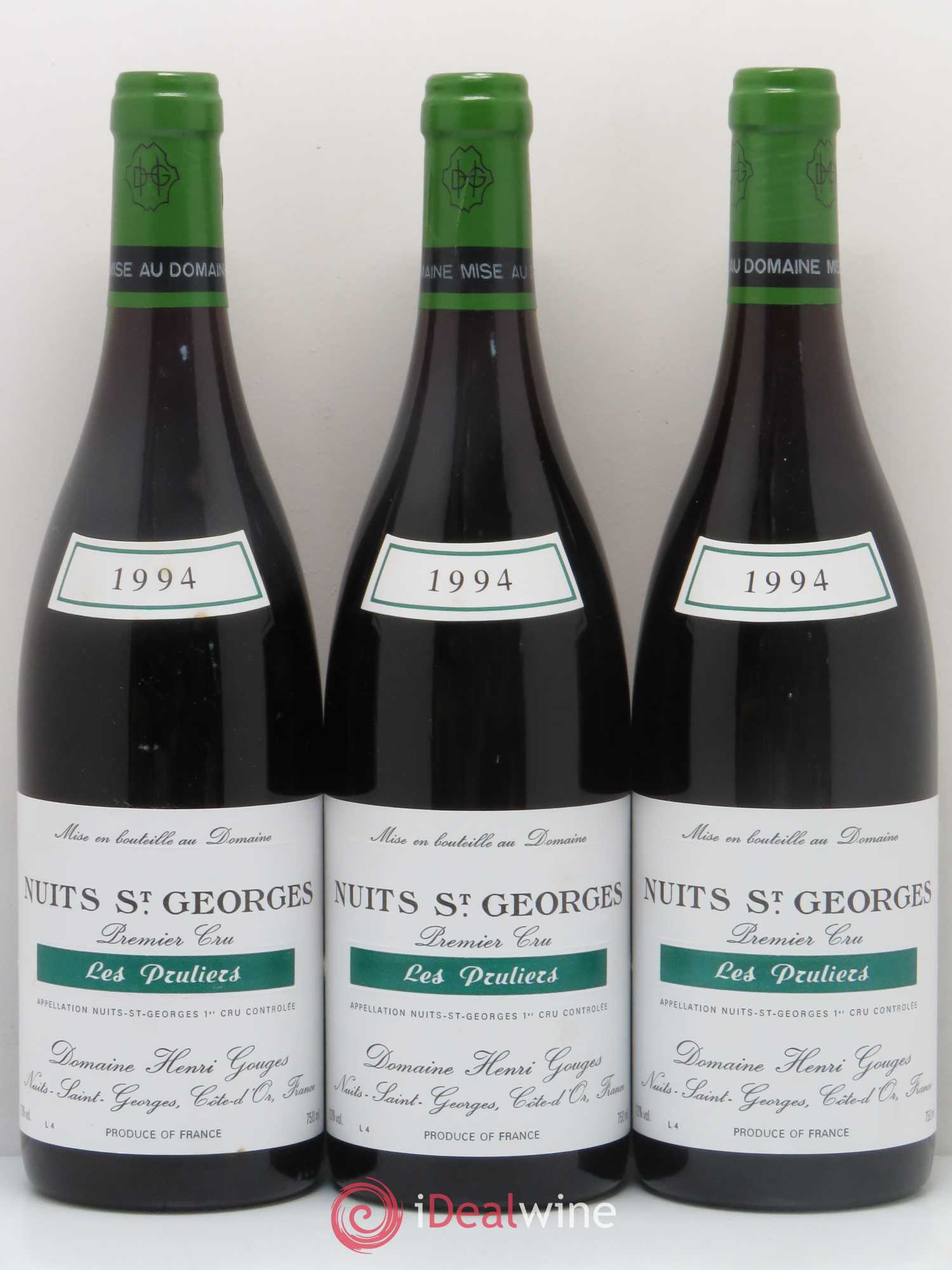 Nuits-Saint-Georges 1er Cru Les Pruliers Henri Gouges (sans prix de réserve) 1994 - Lot de 3 bouteilles - 0