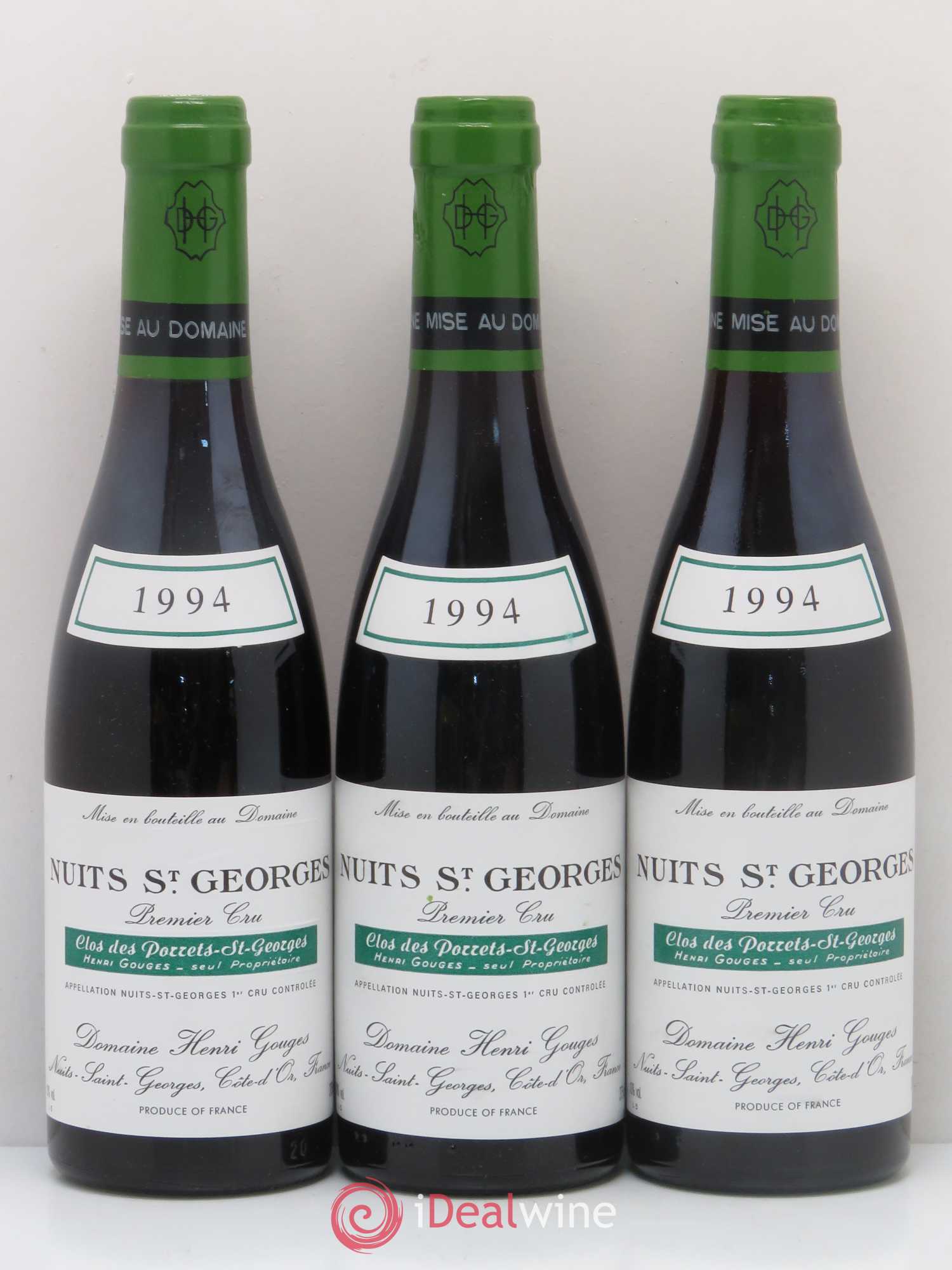 Nuits-Saint-Georges 1er Cru Clos des Porrets St Georges Henri Gouges (sans prix de réserve) 1994 - Lot de 3 demi bouteilles - 0