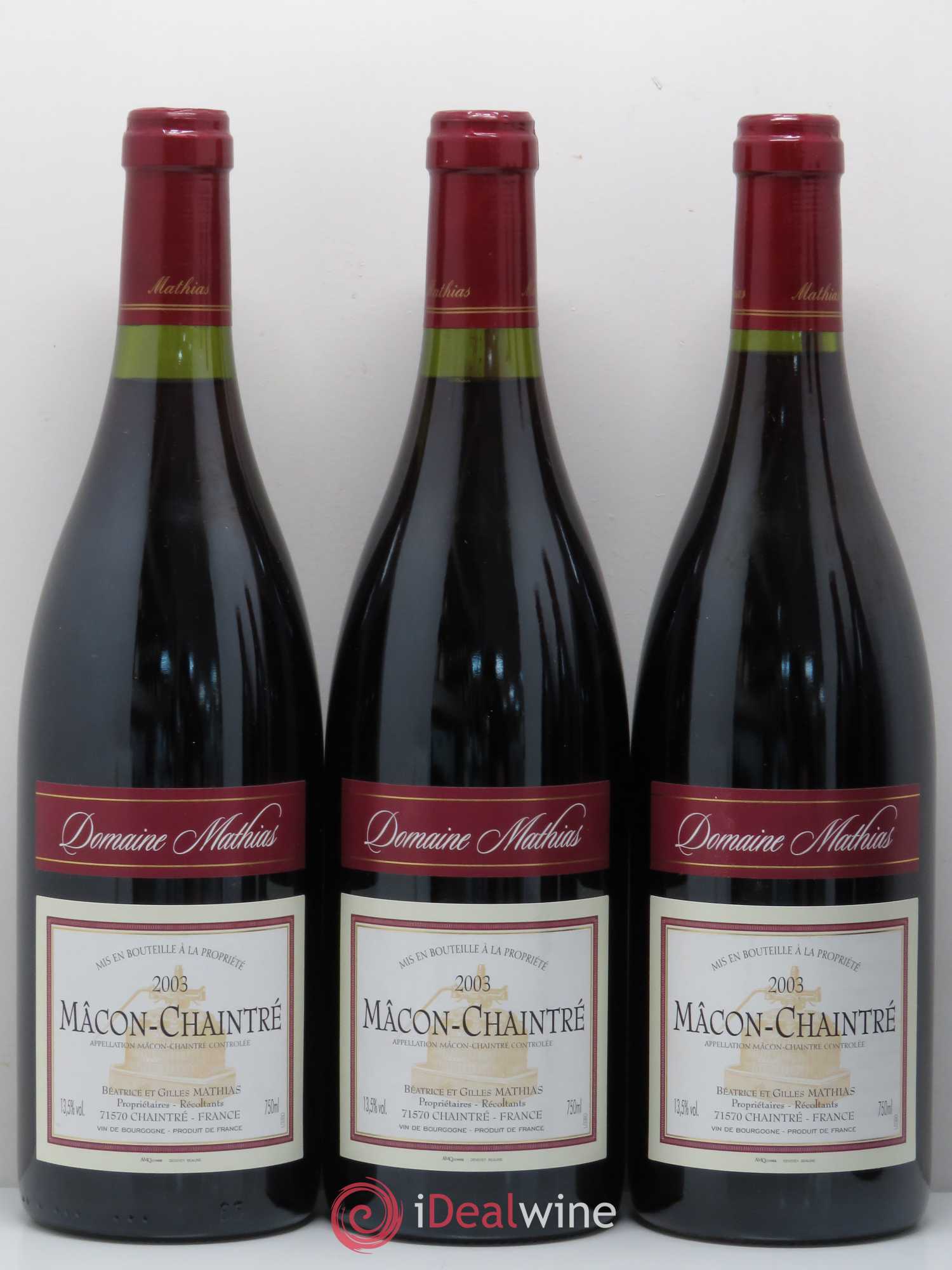 Mâcon Chaintré Domaine Mathias (sans prix de réserve) 2003 - Posten von 5 Flaschen - 1