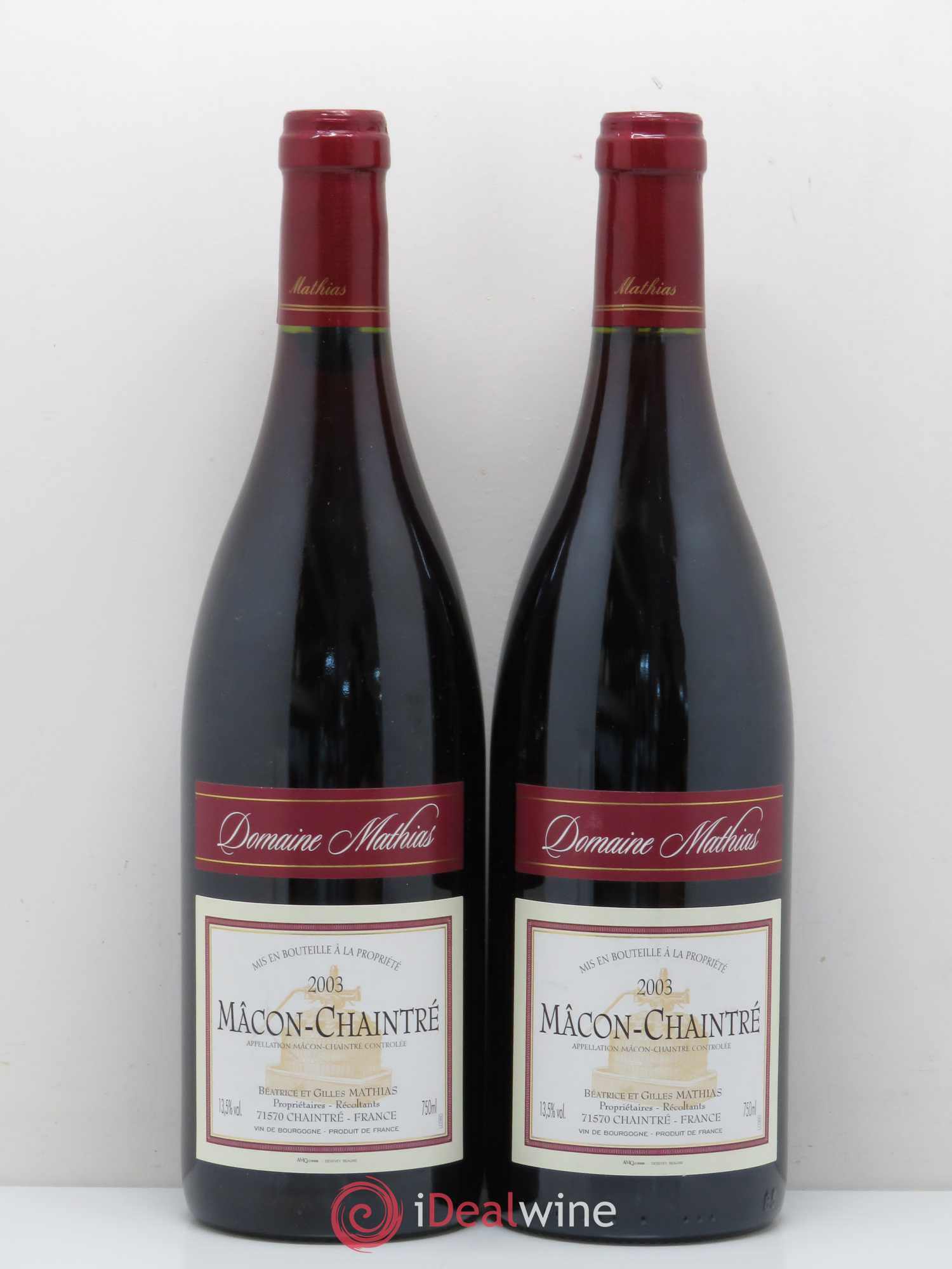 Mâcon Chaintré Domaine Mathias (sans prix de réserve) 2003 - Posten von 5 Flaschen - 2
