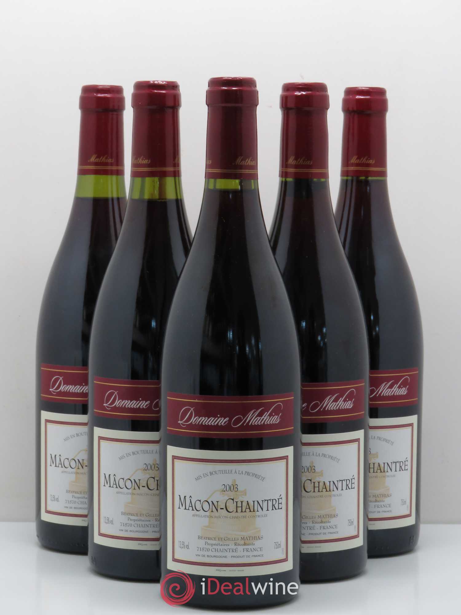Mâcon Chaintré Domaine Mathias (sans prix de réserve) 2003 - Posten von 5 Flaschen - 0