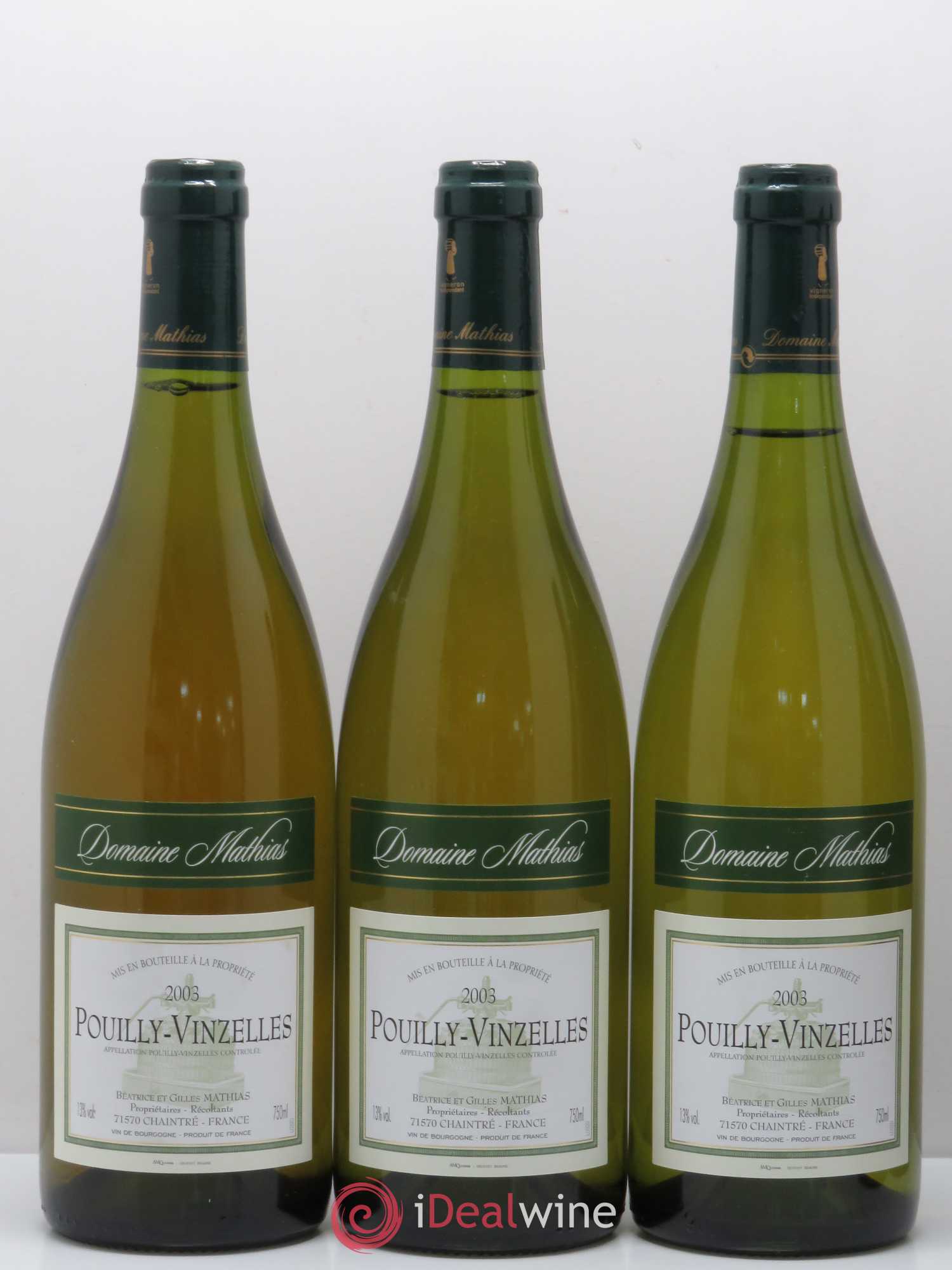 Pouilly-Vinzelles Domaine Mathias (sans prix de réserve) 2003 - Posten von 5 Flaschen - 1