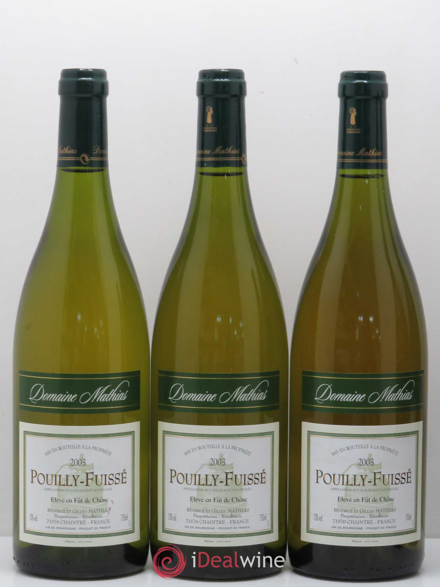 Pouilly-Fuissé Domaine Mathias (sans prix de réserve) 2003 - Posten von 5 Flaschen - 1