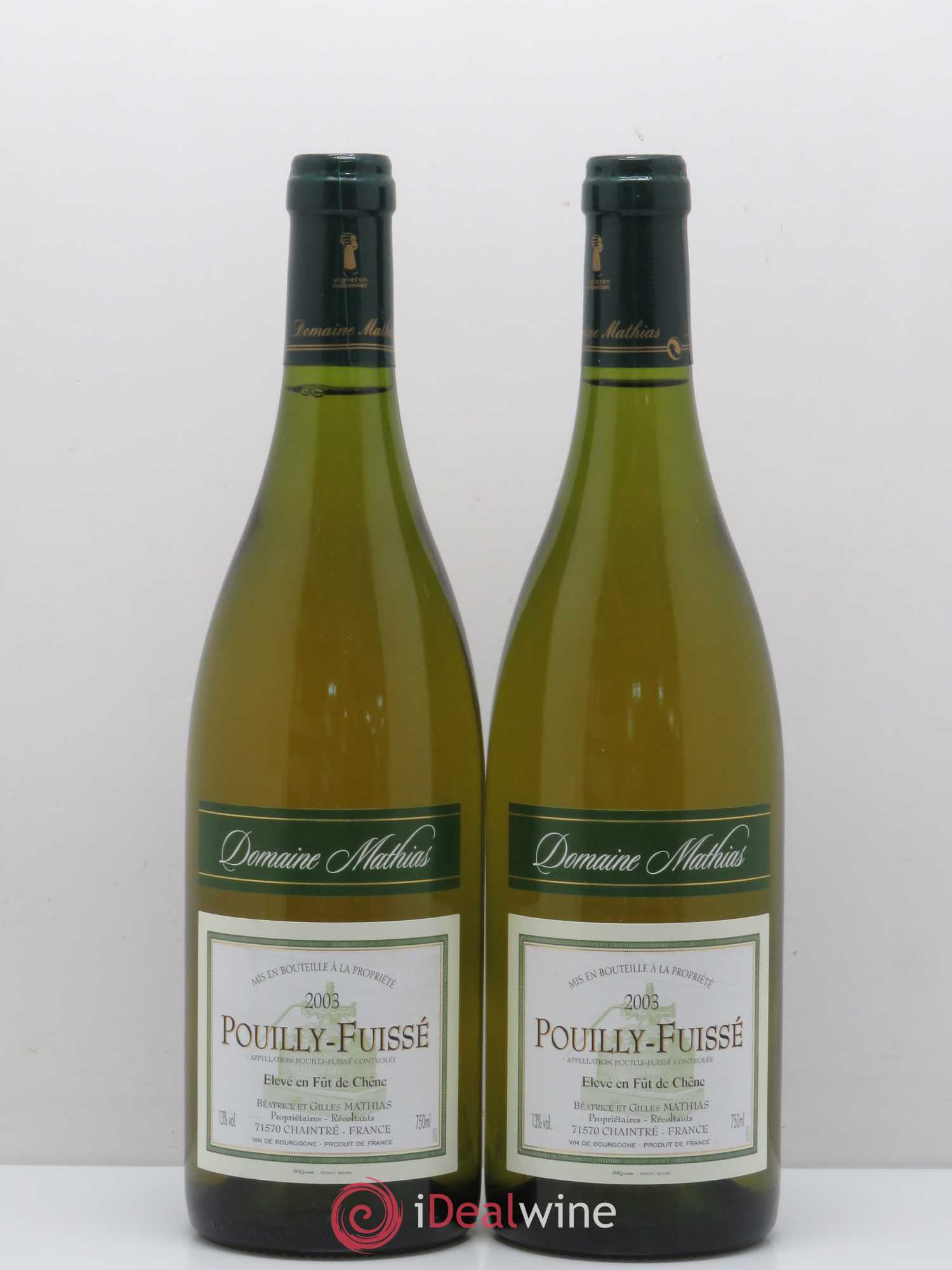 Pouilly-Fuissé Domaine Mathias (sans prix de réserve) 2003 - Posten von 5 Flaschen - 2
