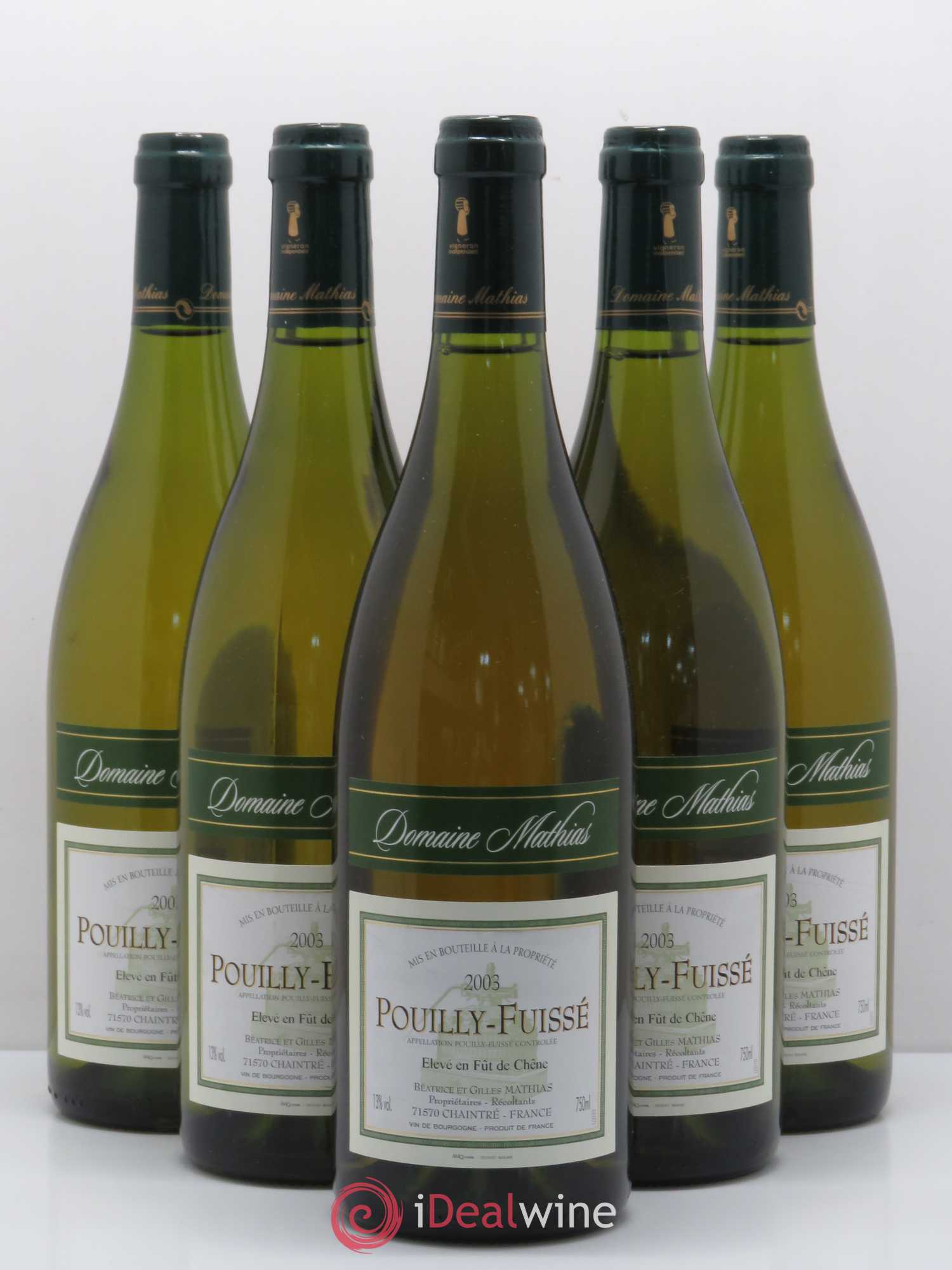 Pouilly-Fuissé Domaine Mathias (sans prix de réserve) 2003 - Posten von 5 Flaschen - 0