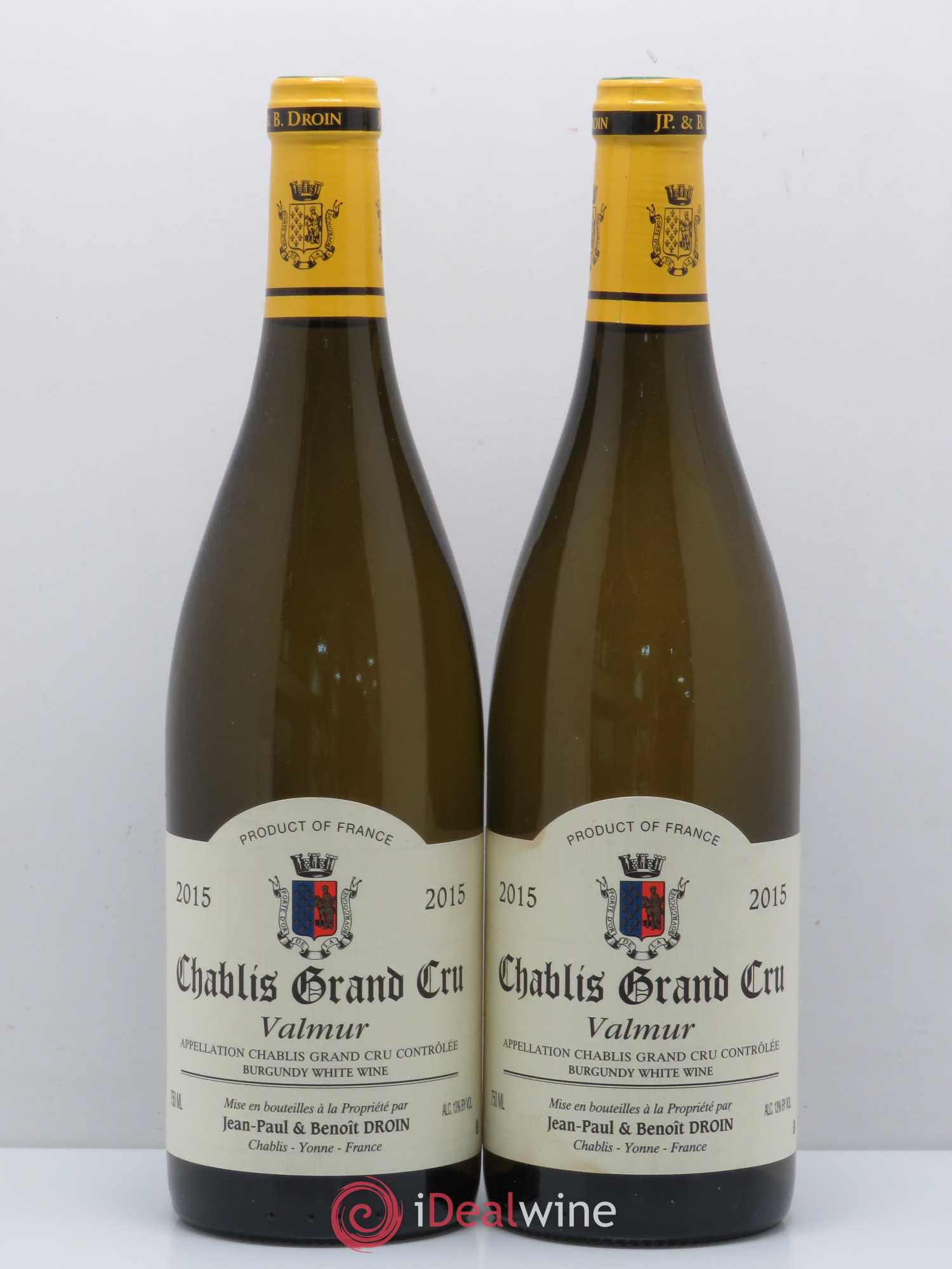 Chablis Grand Cru Valmur Jean-Paul & Benoît Droin (Domaine) (sans prix de réserve) 2015 - Lot de 2 bouteilles - 0