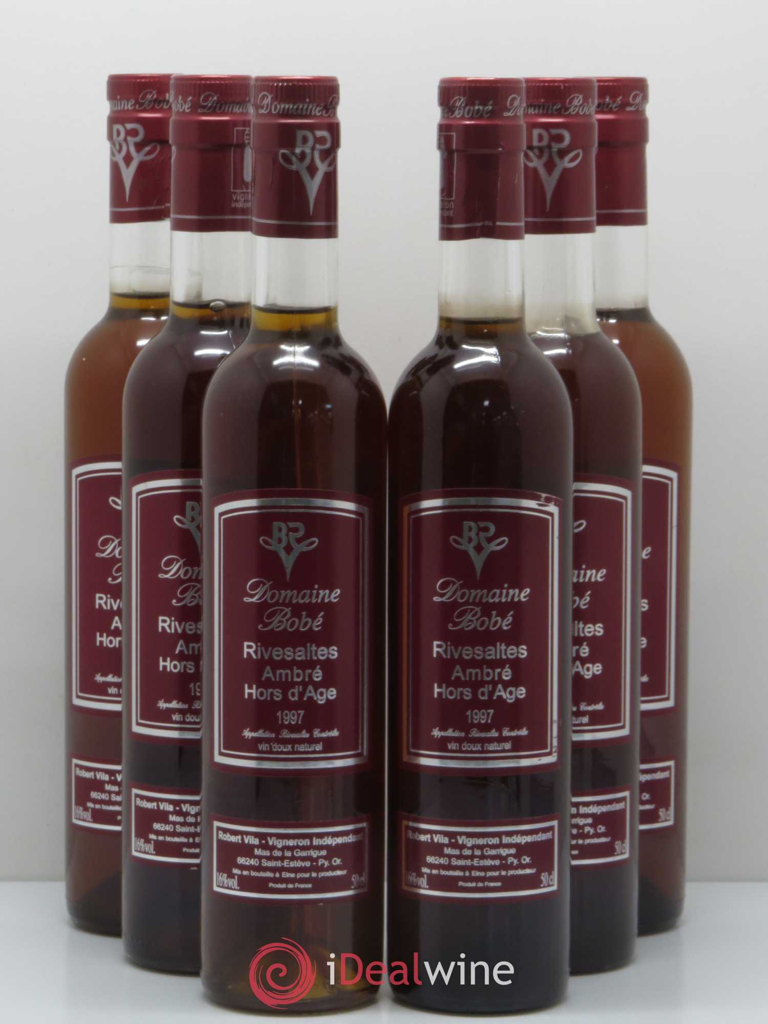 Rivesaltes Hors d'Age Domaine Bobé 1997 - Lot of 6 bottles - 0