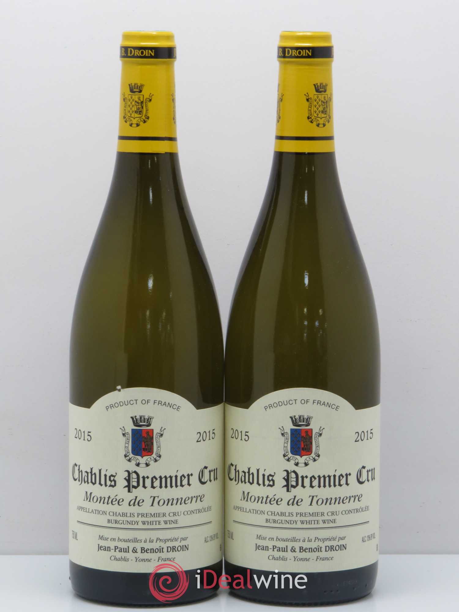 Chablis 1er Cru Montée de Tonnerre Jean-Paul & Benoît Droin (Domaine) (sans prix de réserve) 2015 - Lot de 2 bouteilles - 0