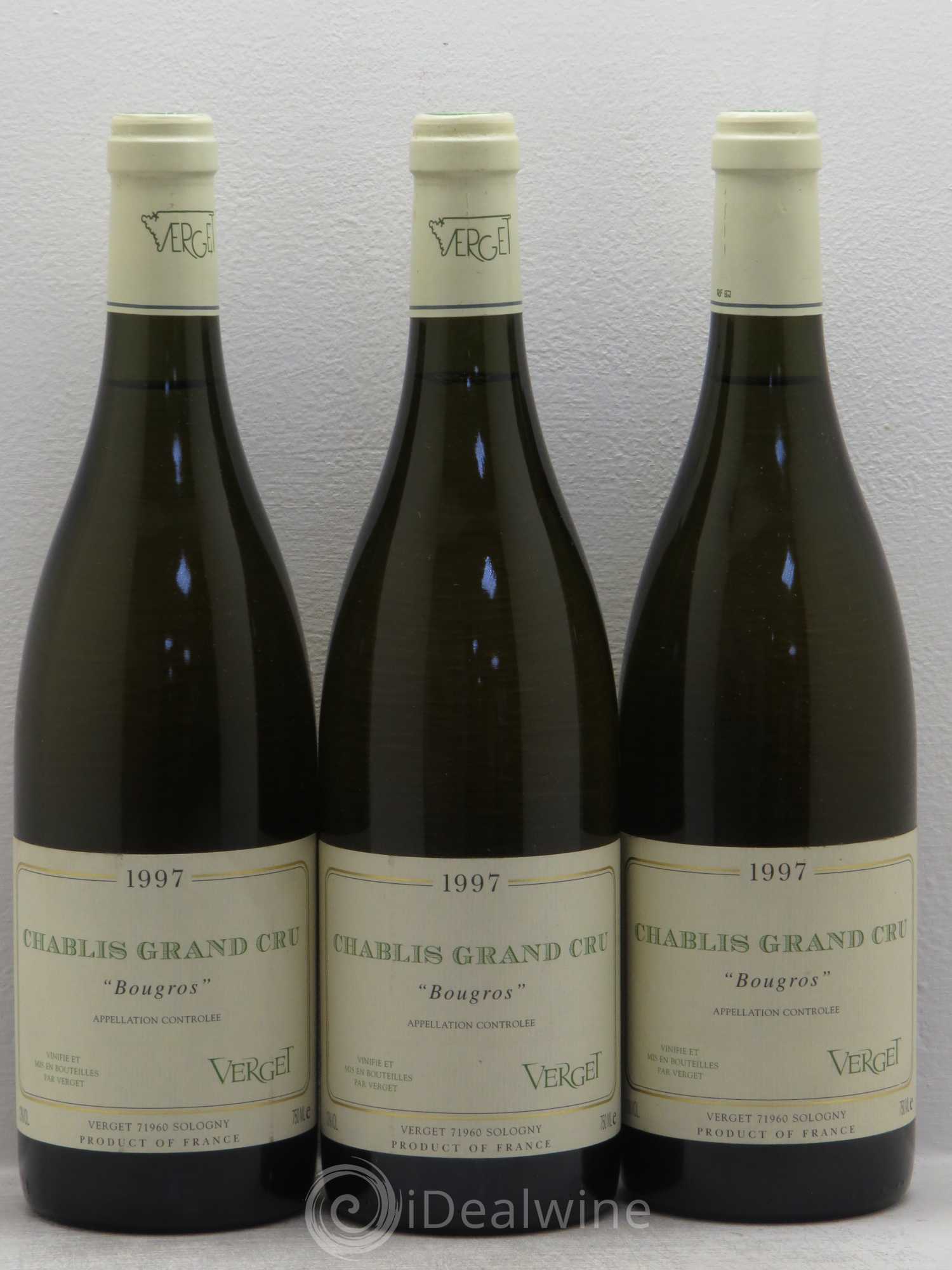 Chablis bougros verget 1997 - Posten von 3 Flaschen - 0