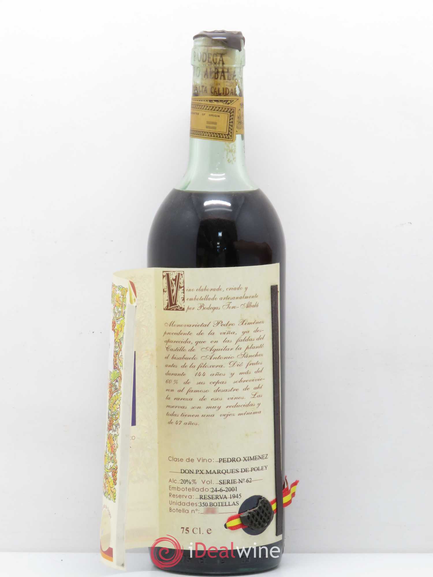 Espagne Montilla Moriles Electrico Marques de Poley Bodega Toro Albala 1945 - Posten von 1 Flasche - 1