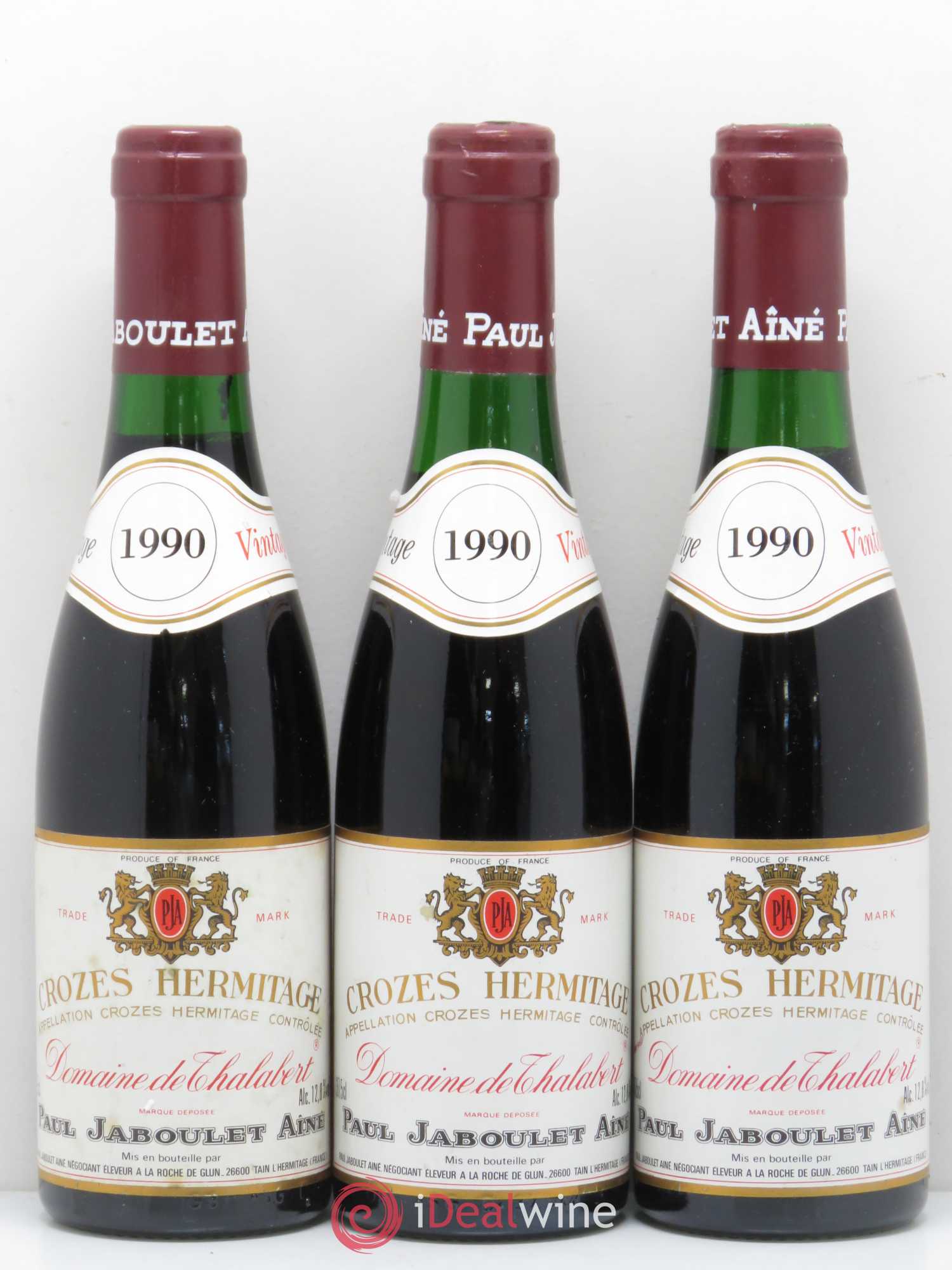 Crozes-Hermitage Domaine de Thalabert Paul Jaboulet Ainé (sans prix de réserve) 1990 - Lot de 3 demi bouteilles - 0