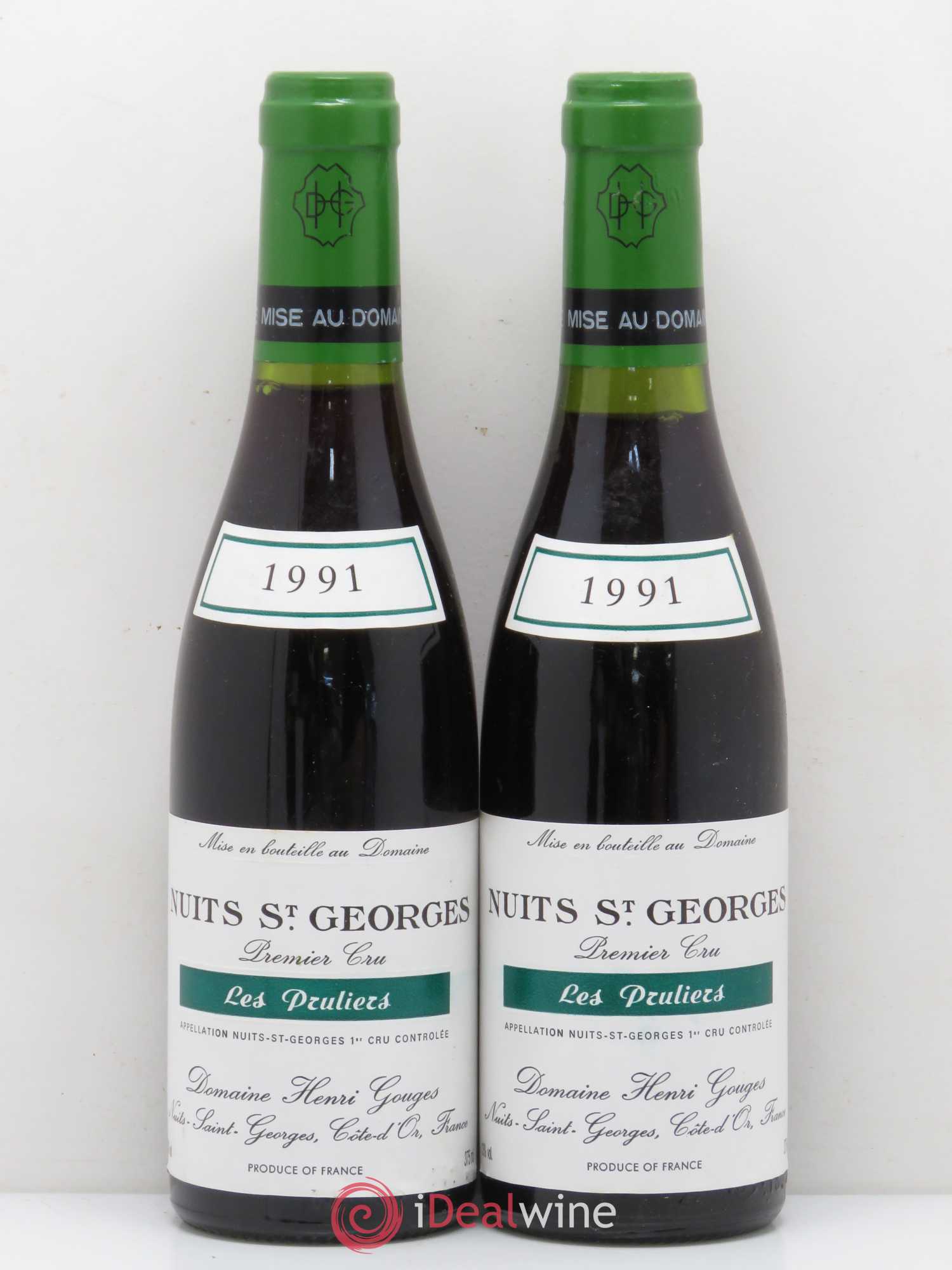 Nuits-Saint-Georges 1er Cru Les Pruliers Henri Gouges (sans prix de réserve) 1991 - Lot de 2 demi bouteilles - 0