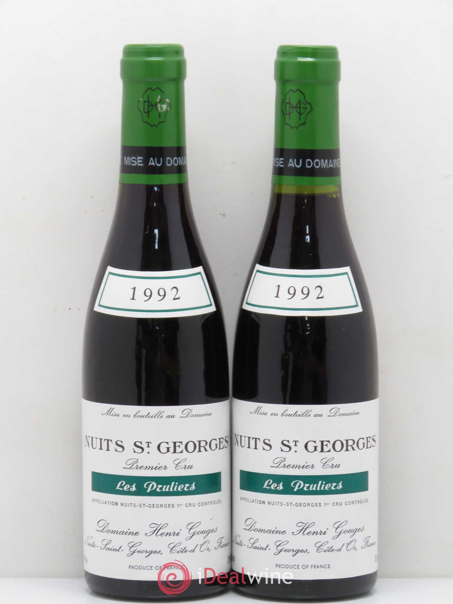 Nuits-Saint-Georges 1er Cru Les Pruliers Henri Gouges (sans prix de réserve) 1992 - Lot de 2 demi bouteilles - 0