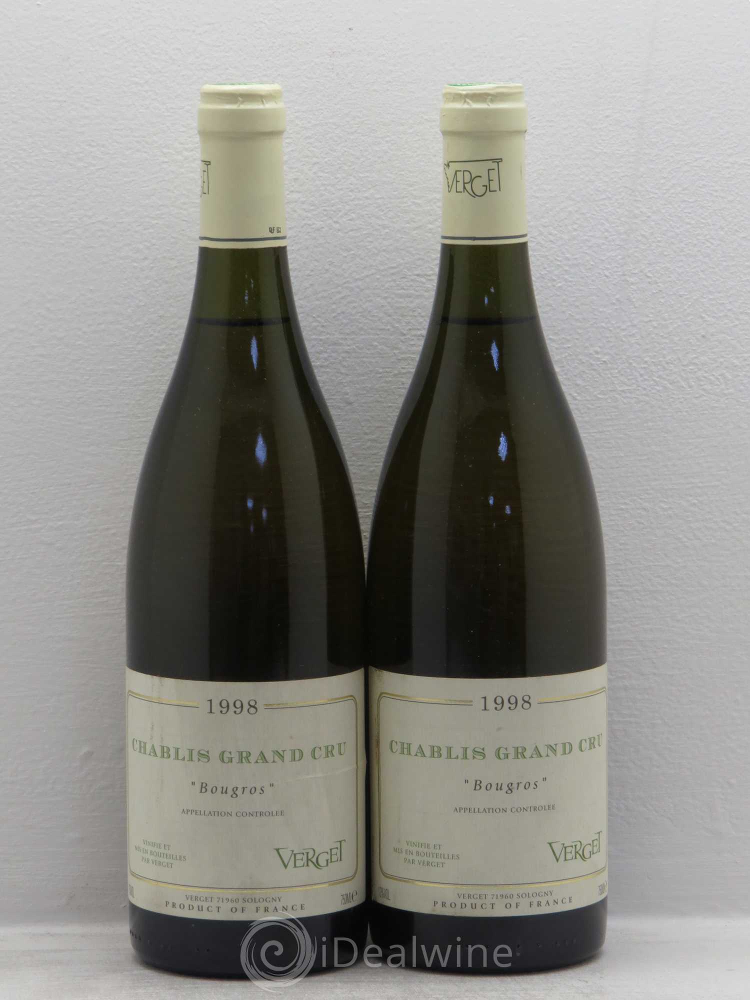 Chablis bougros verget 1998 - Posten von 2 Flaschen - 0