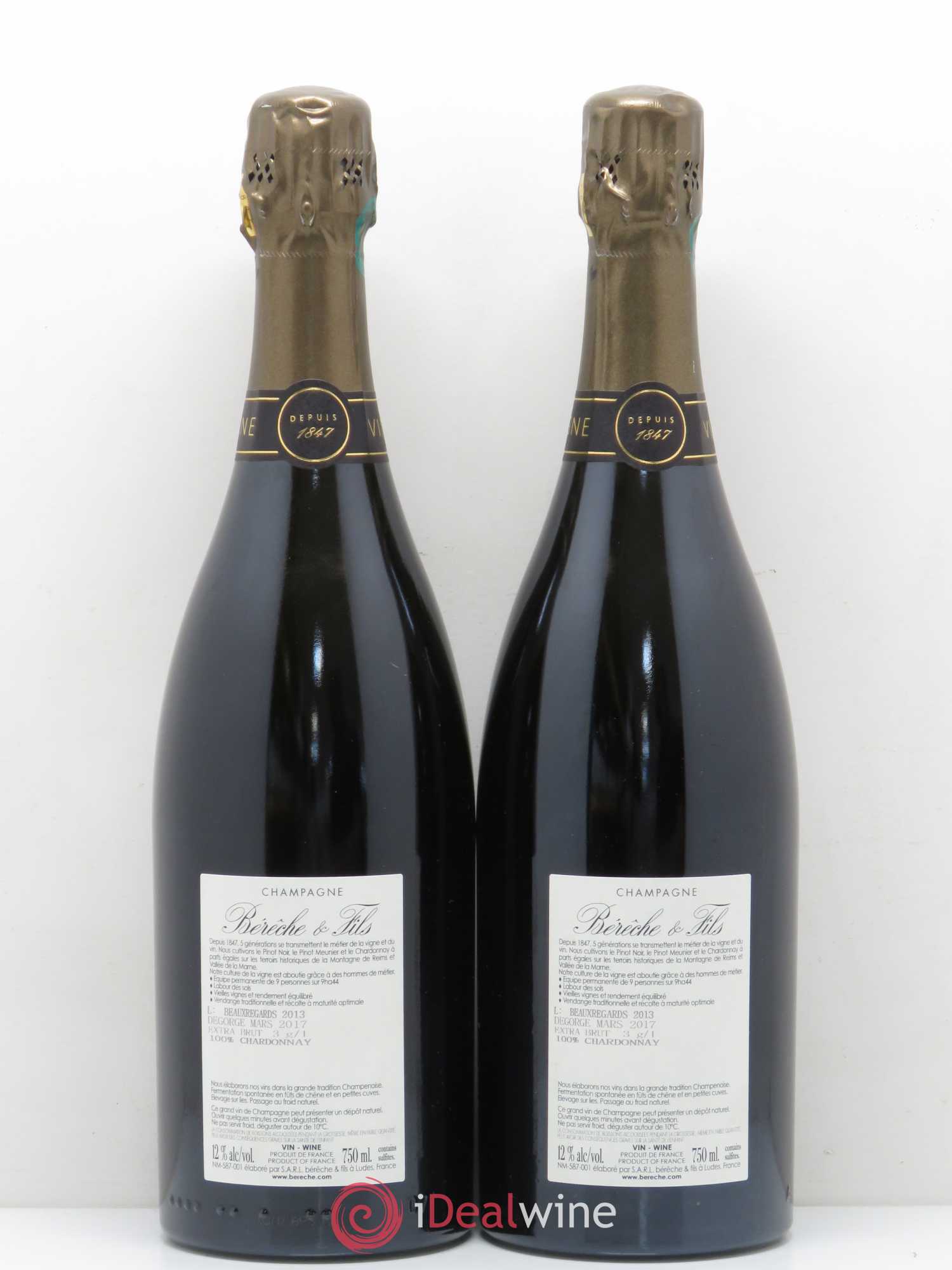 Champagne Beaux Regards Ludes 1er Cru Maison Béréche et Fils (sans prix de réserve) - Posten von 2 Flaschen - 1