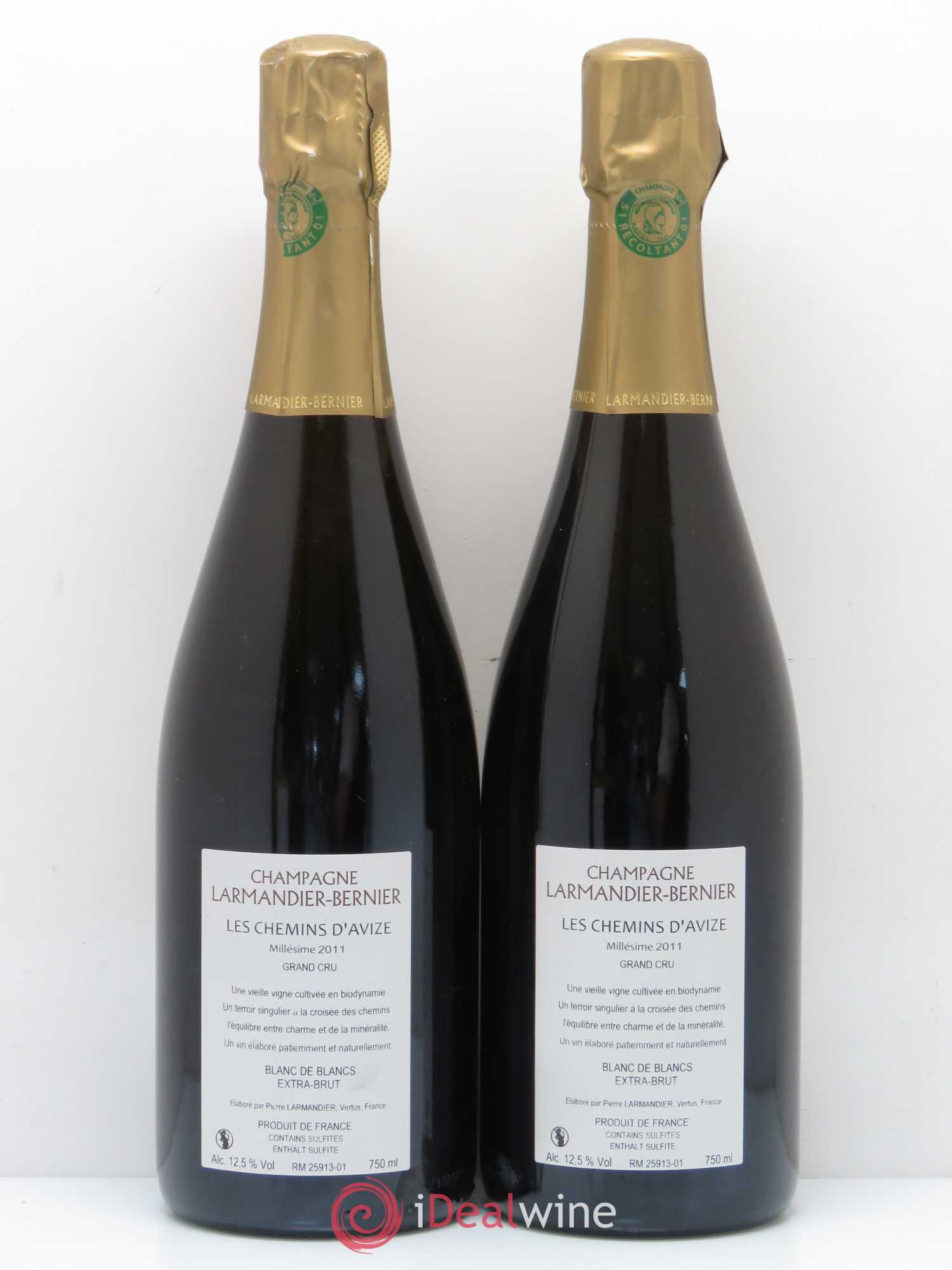 Les Chemins d'Avize Grand Cru Extra-Brut Larmandier-Bernier  (sans prix de réserve) 2011 - Lot de 2 bouteilles - 1