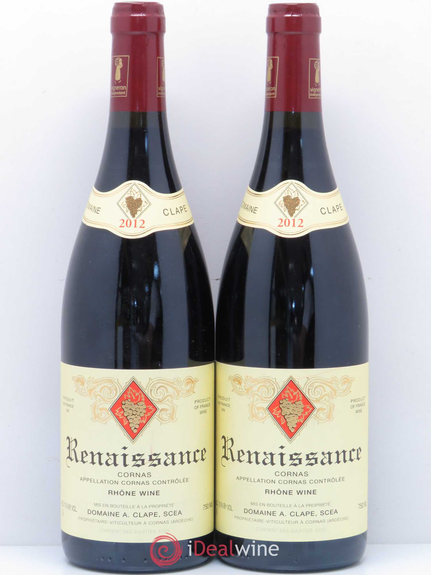 Cornas Renaissance Auguste Clape (sans prix de réserve) 2012 - Lot de 2 bouteilles - 0