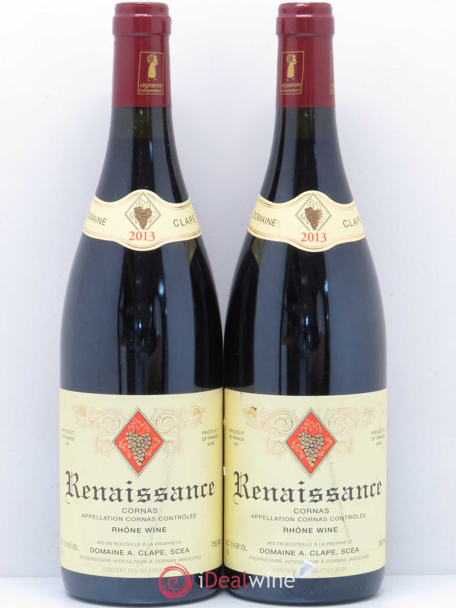 Cornas Renaissance Auguste Clape (sans prix de réserve) 2013 - Lot de 2 bouteilles - 0