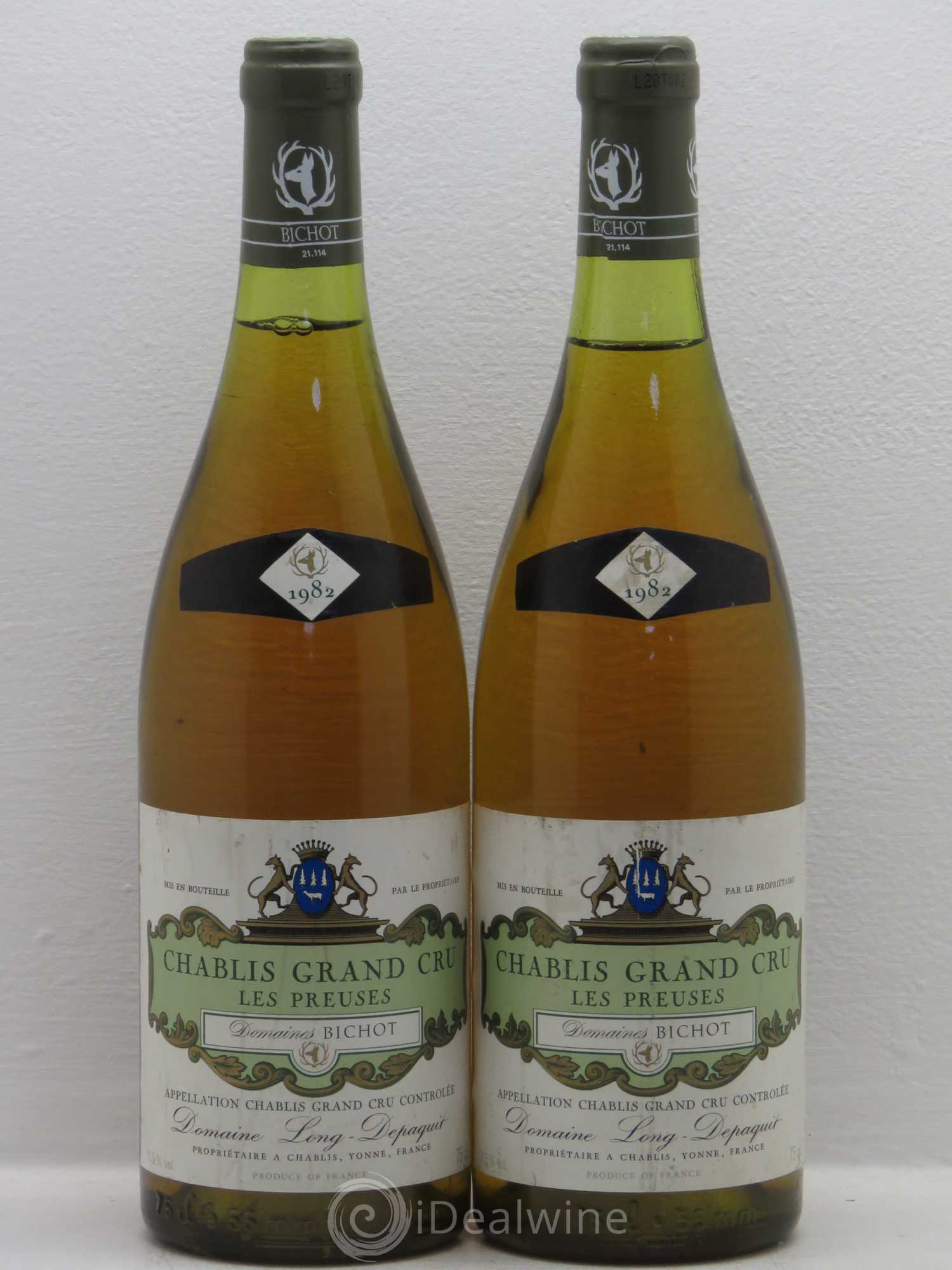 Chablis Grand Cru Les Preuses Long Depaquit - Albert Bichot (Domaine) (sans prix de réserve) 1982 - Lot de 2 bouteilles - 0