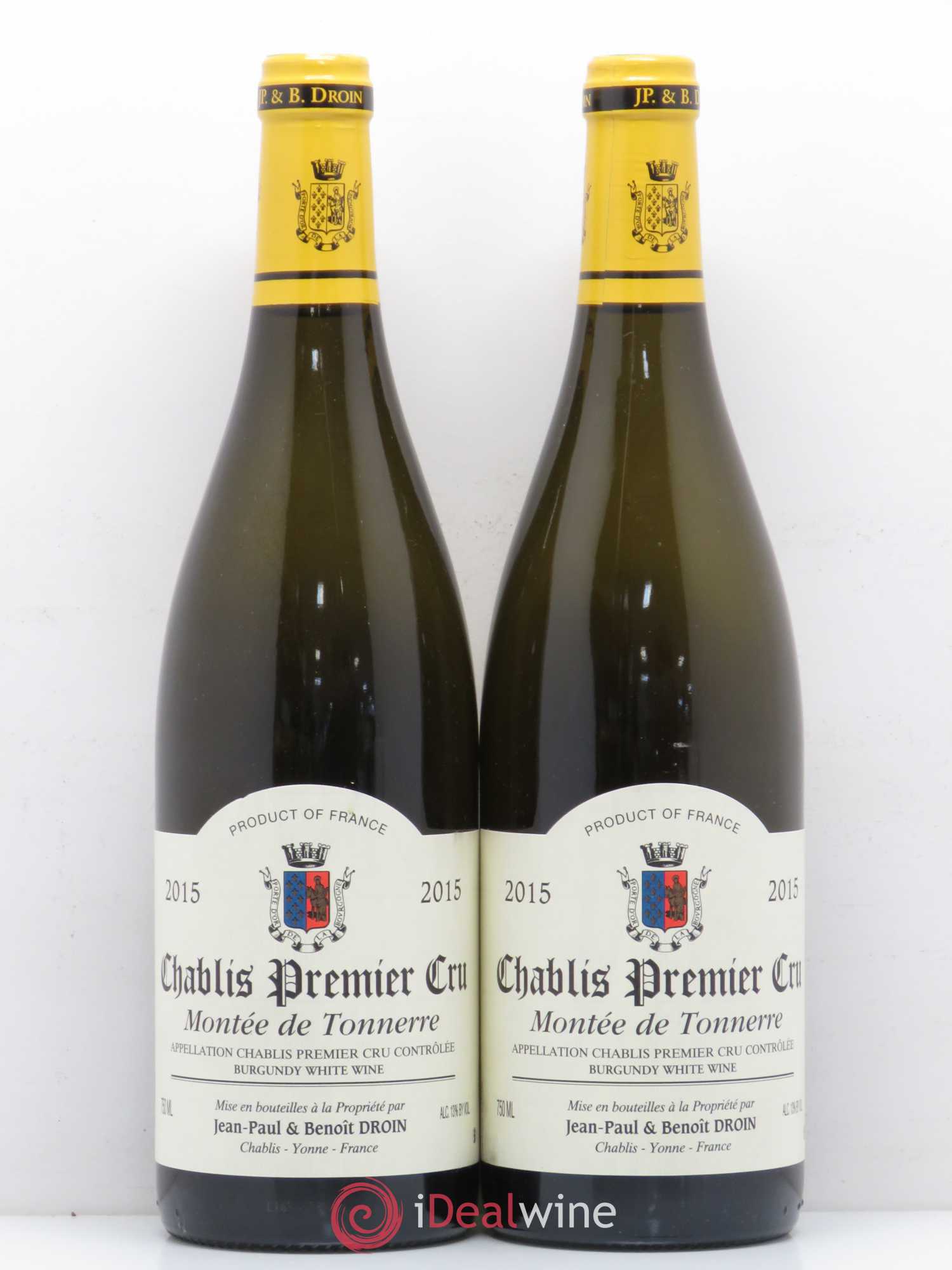 Chablis 1er Cru Montée de Tonnerre Jean-Paul & Benoît Droin (Domaine) (sans prix de réserve) 2015 - Lot de 2 bouteilles - 0