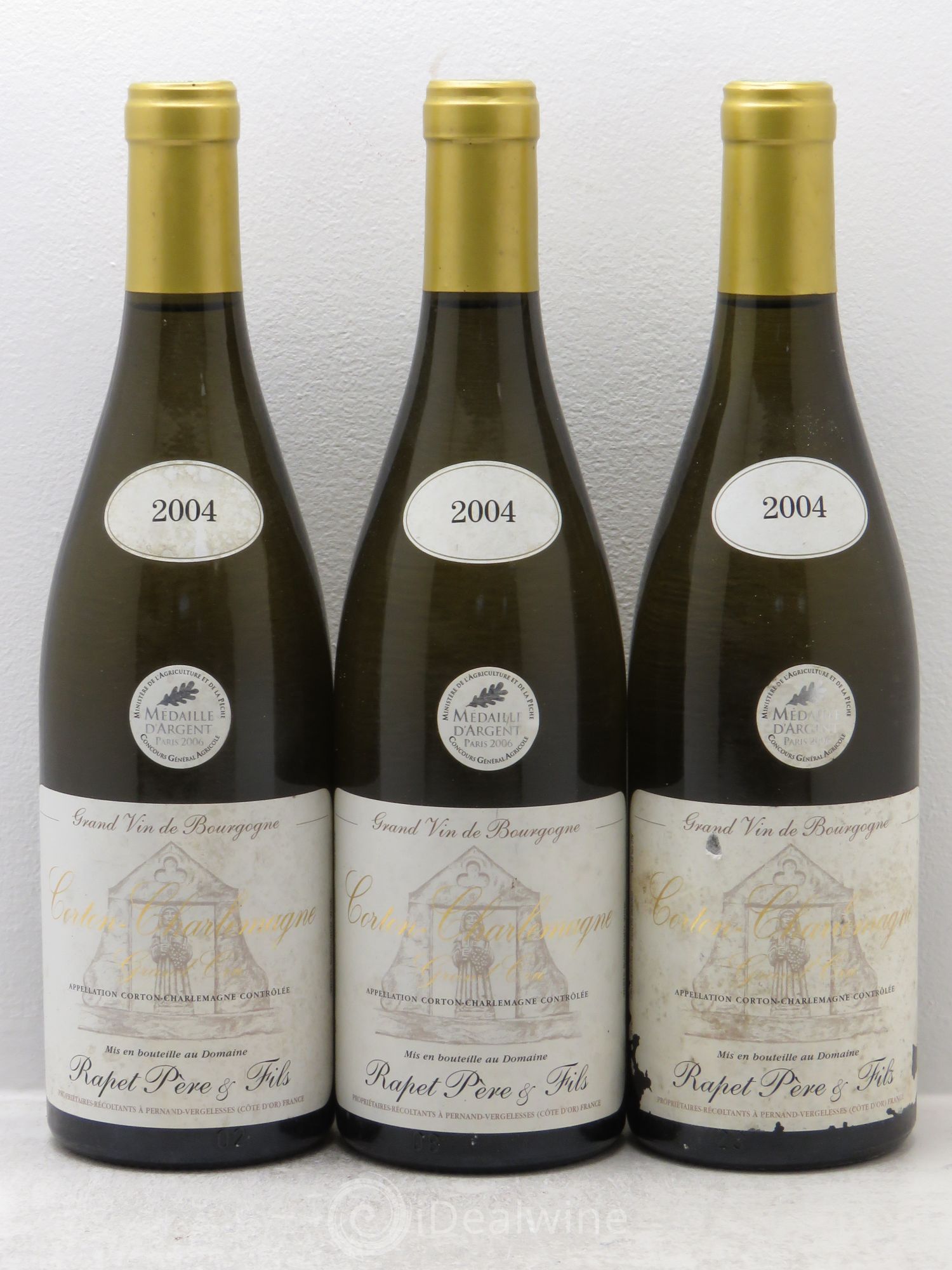 Corton-Charlemagne Grand Cru Rapet Père & Fils 2004 - Lot de 3 bouteilles - 0