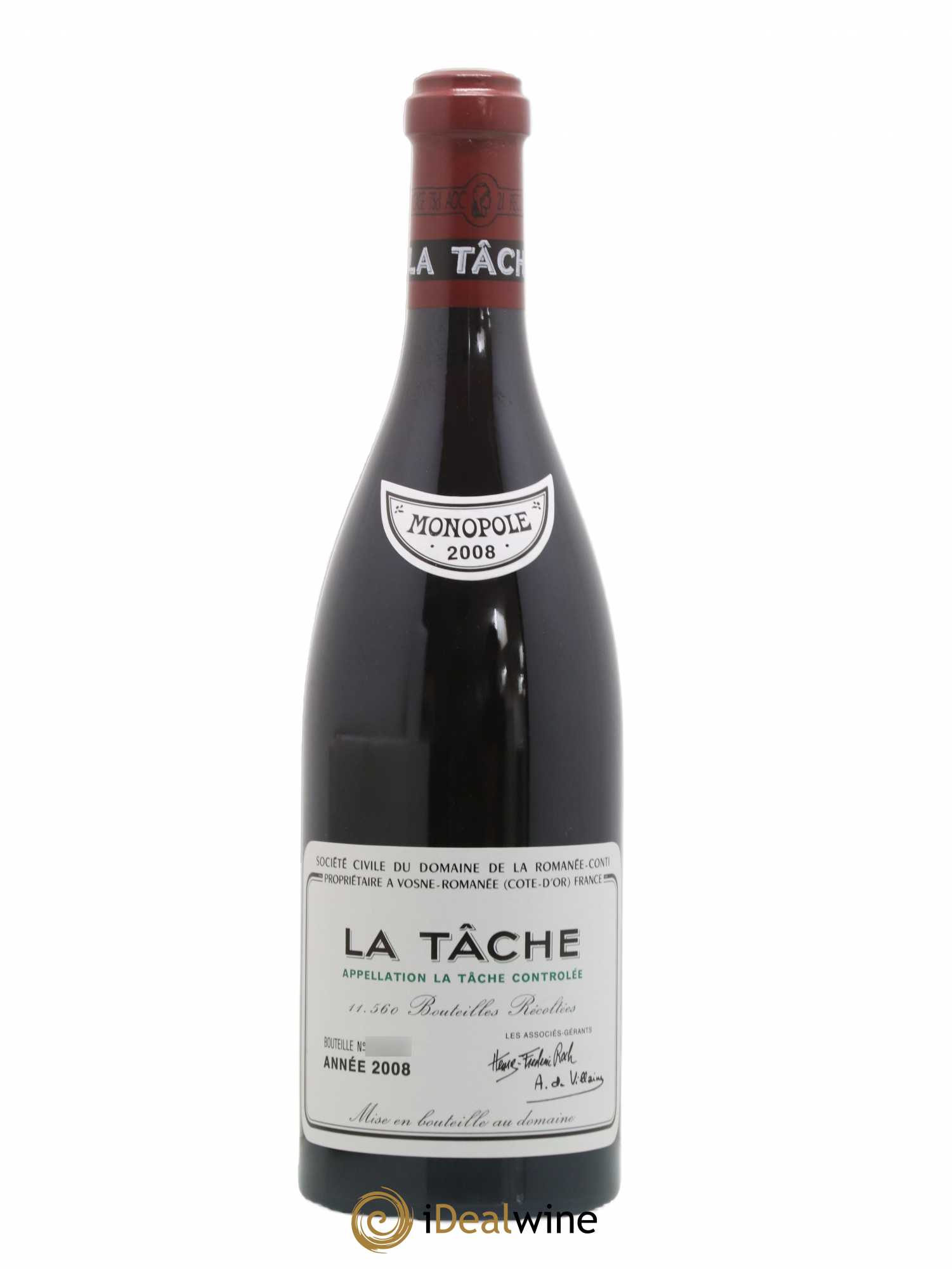 La Tâche Grand Cru Domaine de la Romanée-Conti 2008 - Lot de 1 bouteille - 0