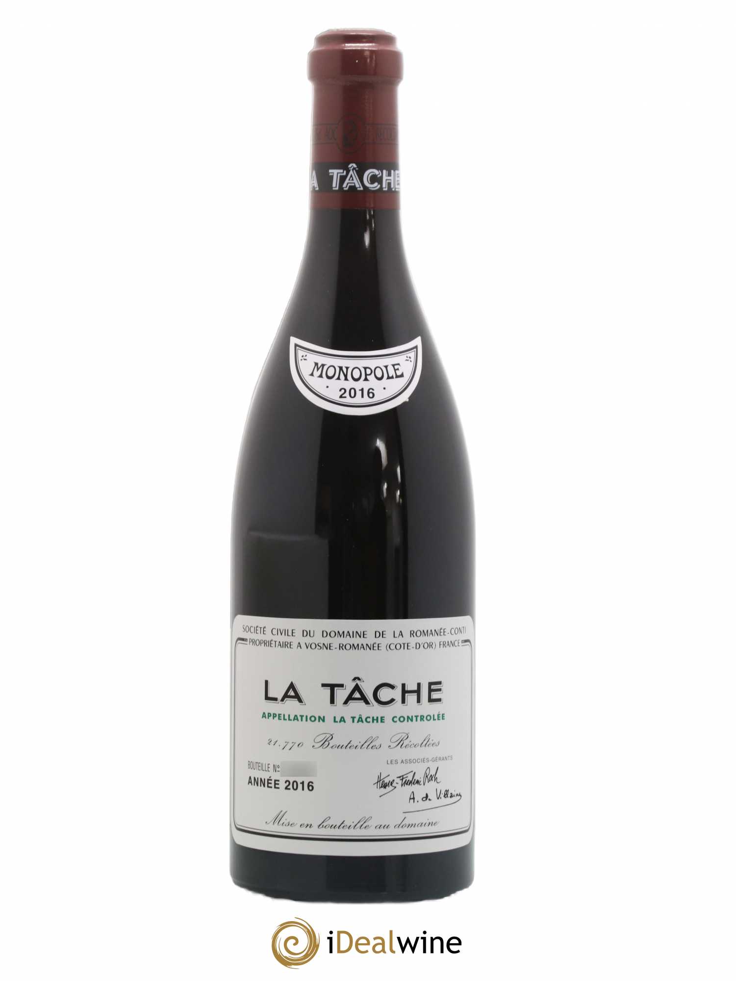 La Tâche Grand Cru Domaine de la Romanée-Conti 2016 - Lot de 1 bouteille - 0
