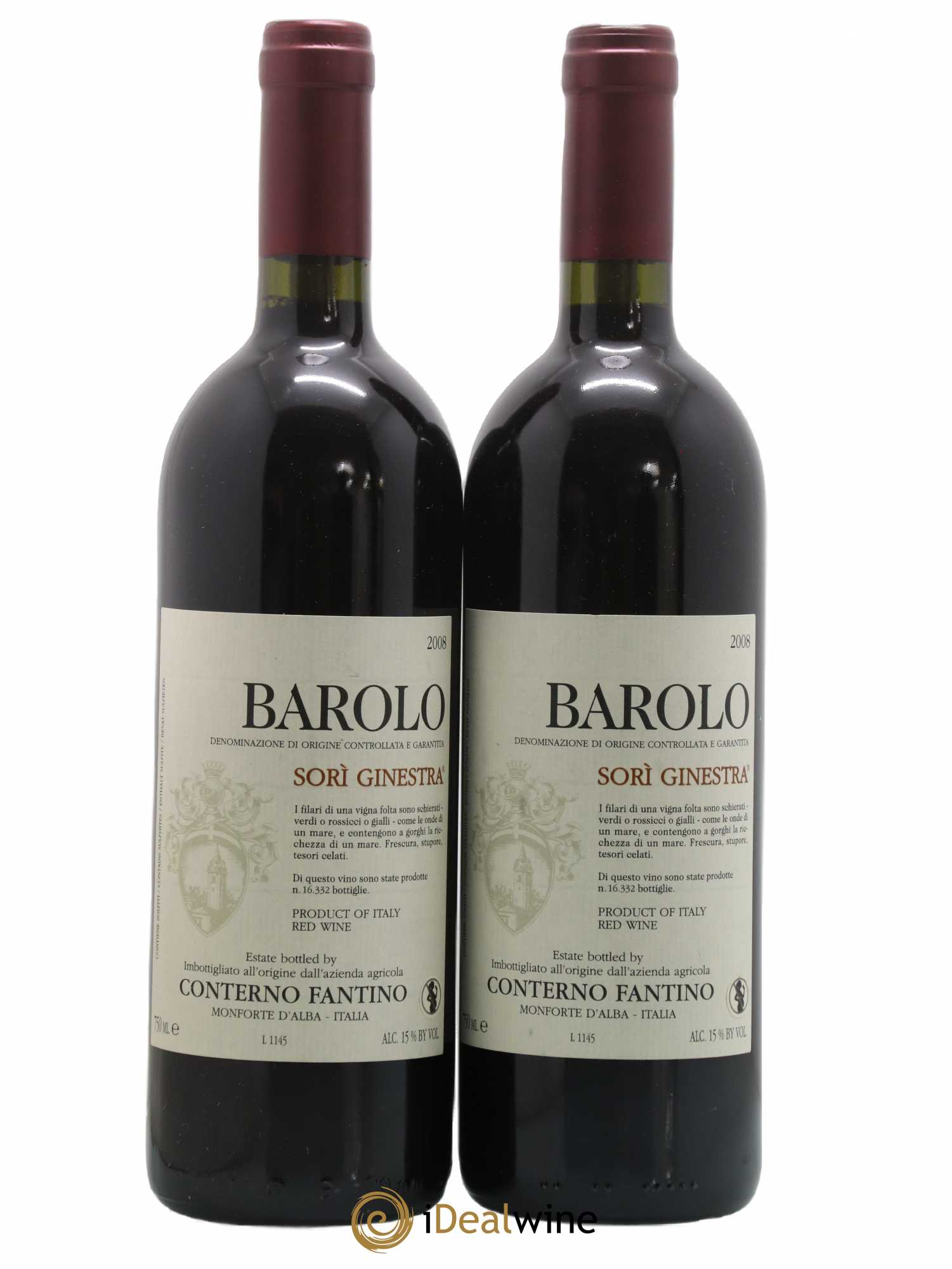 Barolo DOCG Sori Ginestra Conterno Fantino 2008 - Lot de 2 bouteilles - 0