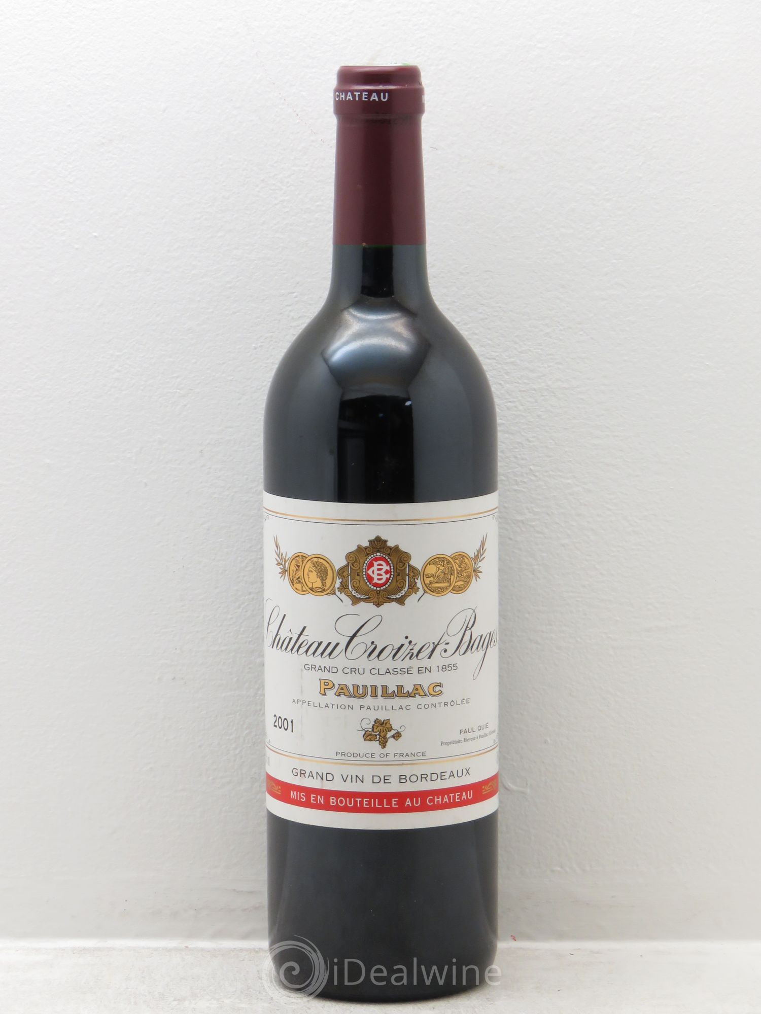 Château Croizet Bages 5ème Grand Cru Classé 2001 - Lot de 1 bouteille - 0