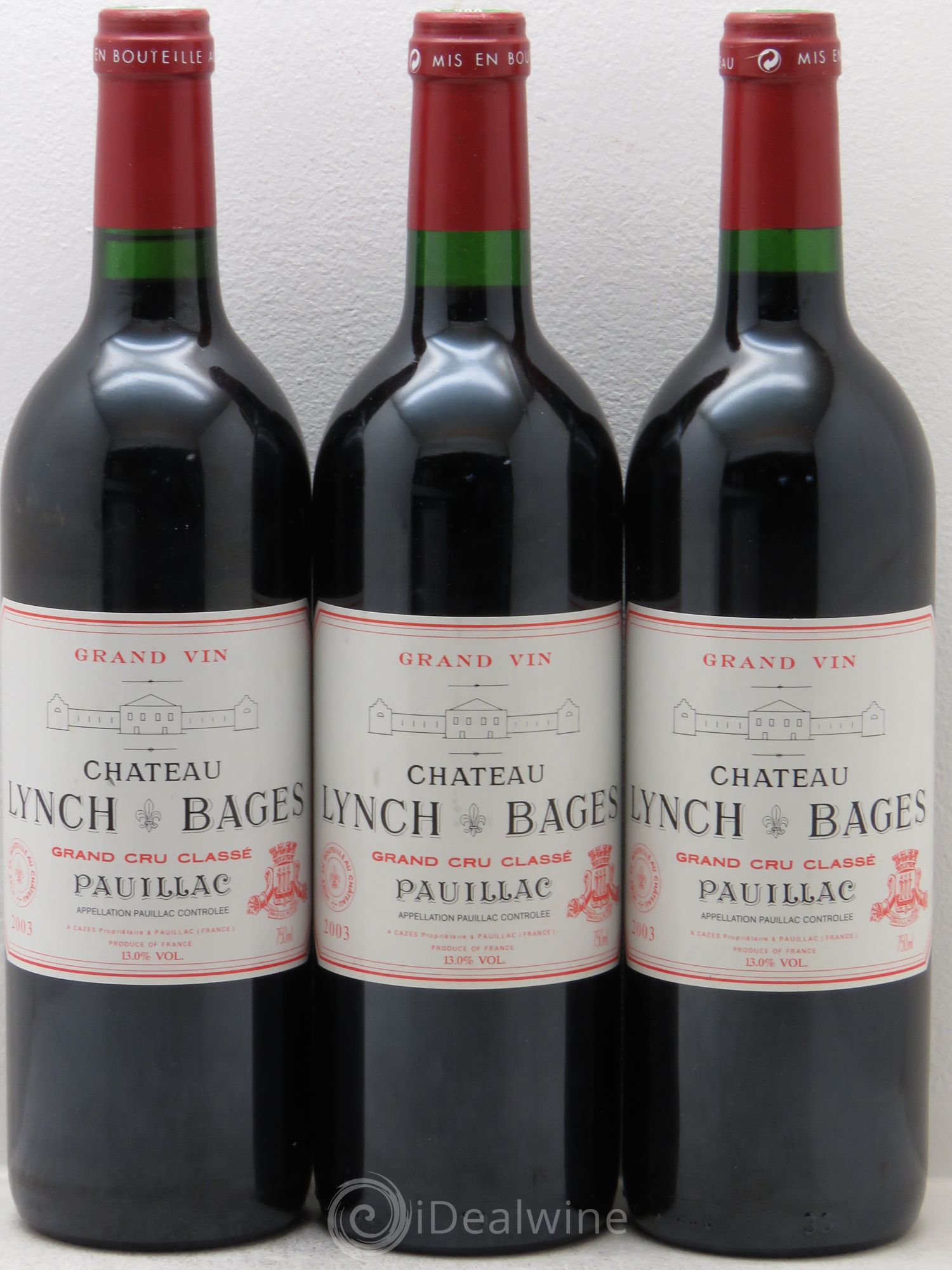 Château Lynch Bages 5ème Grand Cru Classé 2003 - Lot de 3 bouteilles - 0