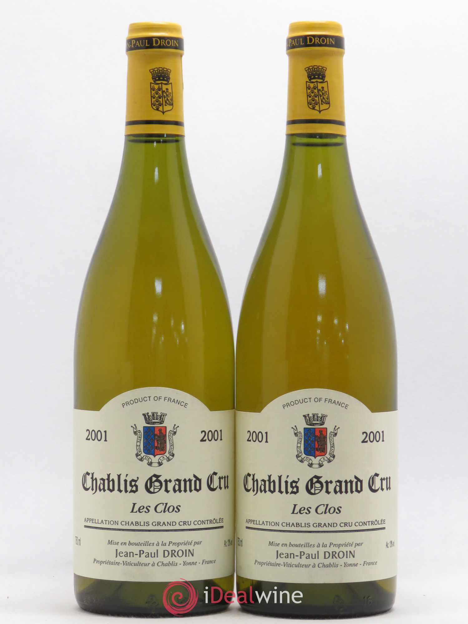 Chablis Grand Cru Les Clos Jean-Paul & Benoît Droin (Domaine) 2001 - Lot de 2 bouteilles - 0
