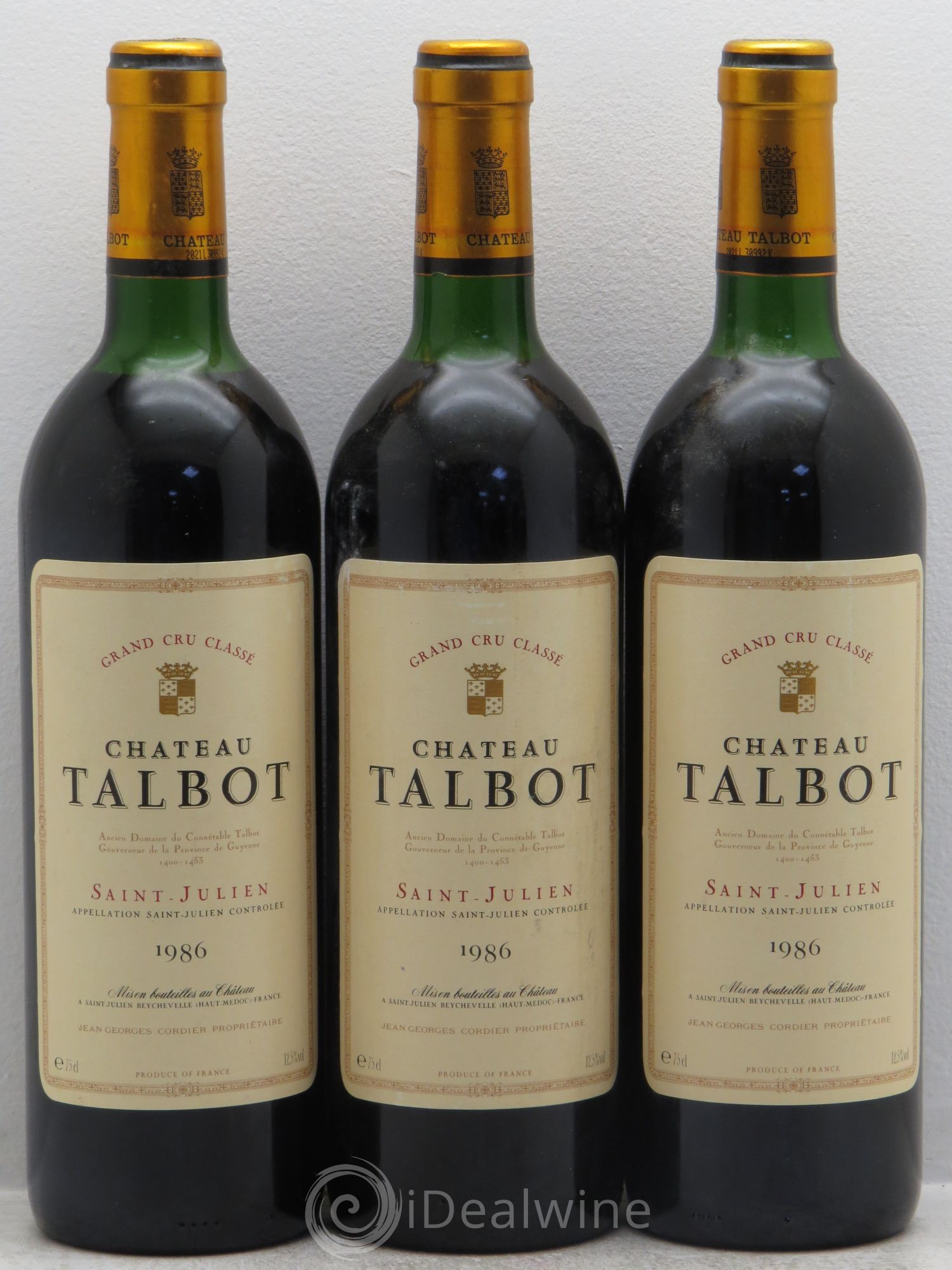 Château Talbot 4ème Grand Cru Classé 1986 - Lot de 3 bouteilles - 0