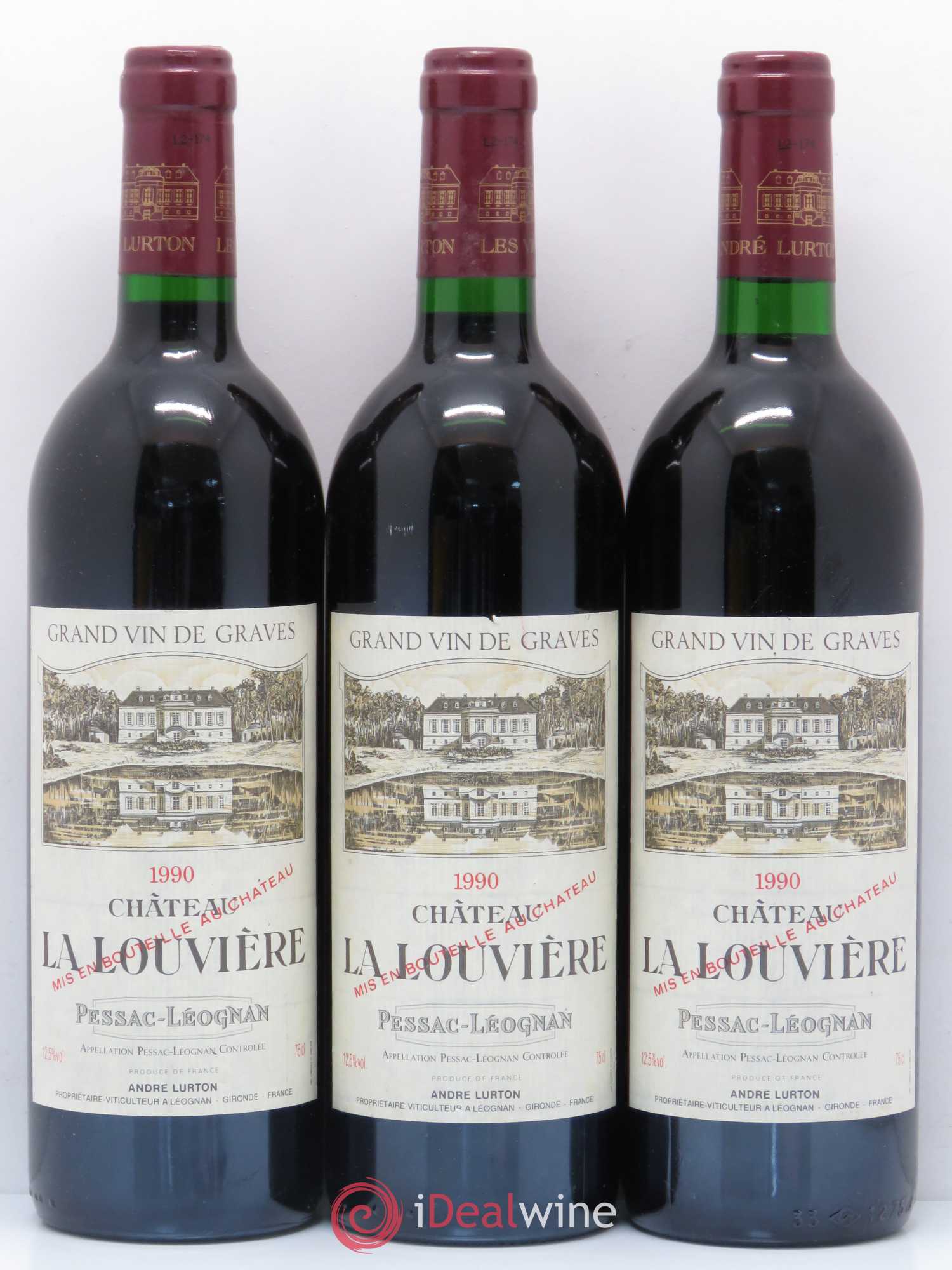 Château la Louvière 1990 - Lot de 3 bouteilles - 0