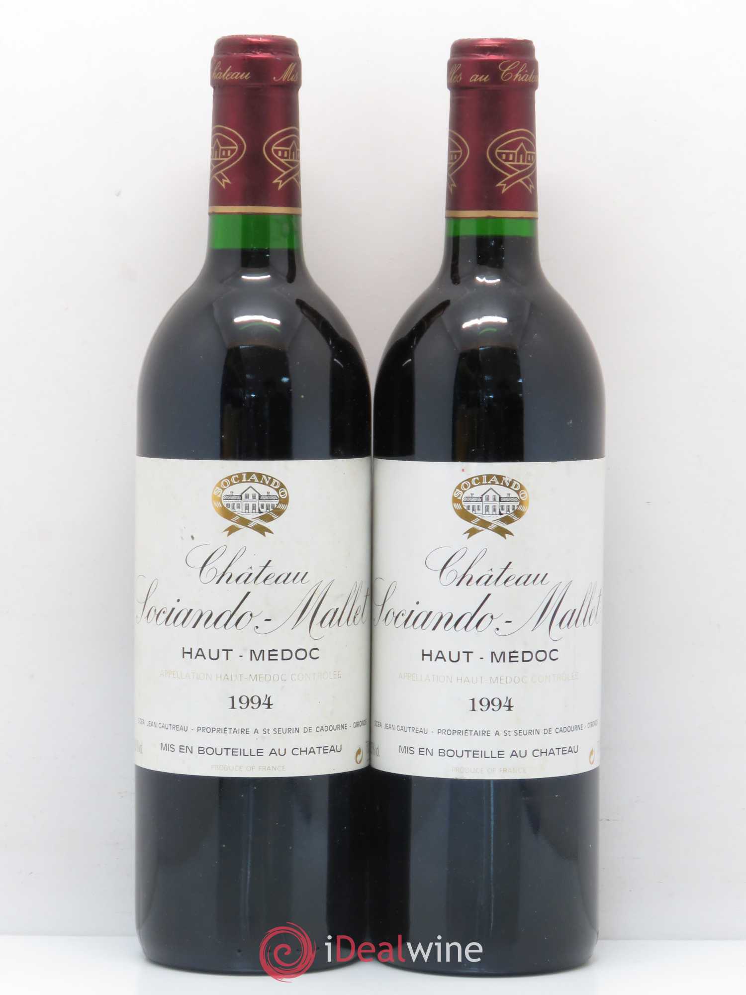 Château Sociando Mallet 1994 - Lot de 2 bouteilles - 0
