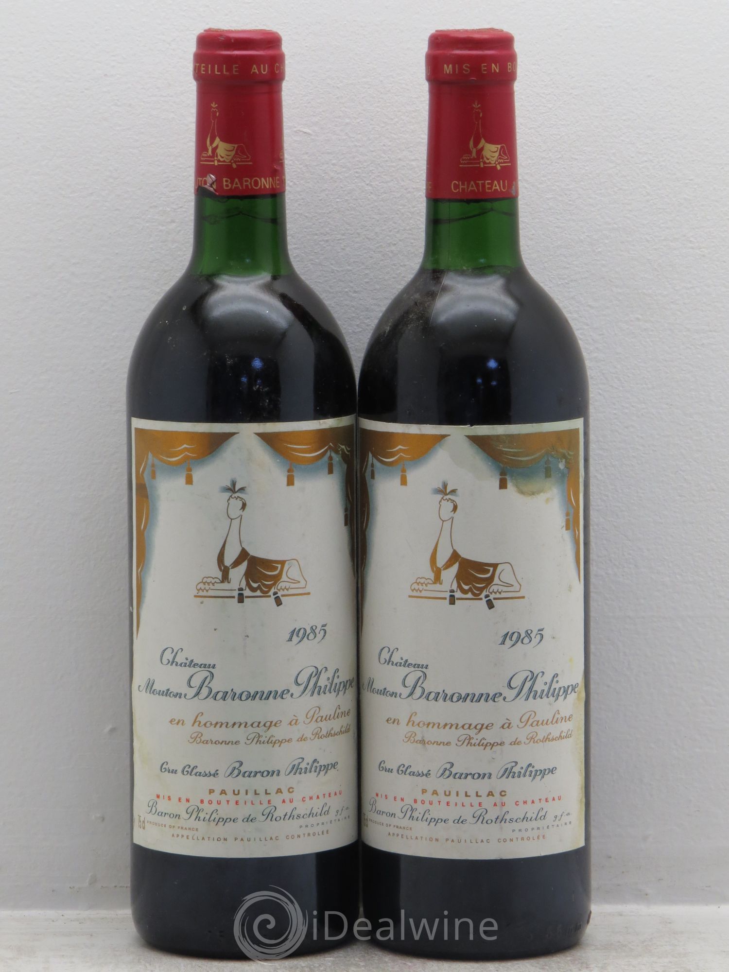 Château d' Armailhac - Mouton Baron(ne) Philippe 5ème Grand Cru Classé 1985 - Lot de 2 bouteilles - 0