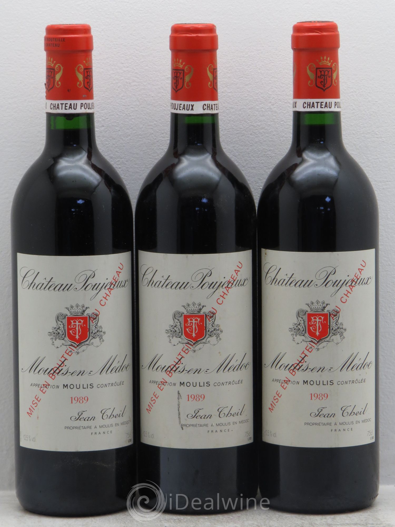 Château Poujeaux 1989 - Lot de 3 bouteilles - 0