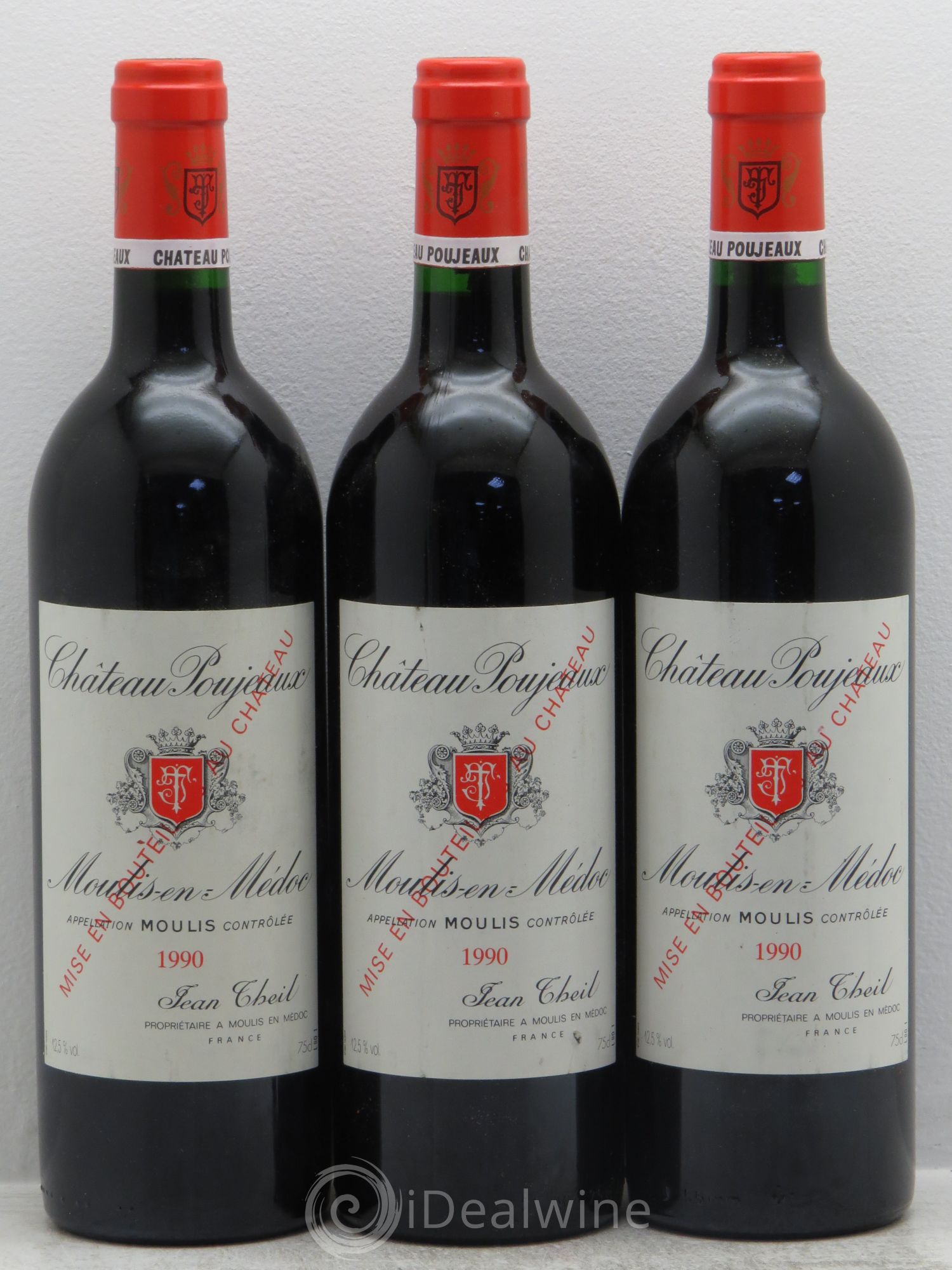 Château Poujeaux 1990 - Lot de 3 bouteilles - 0