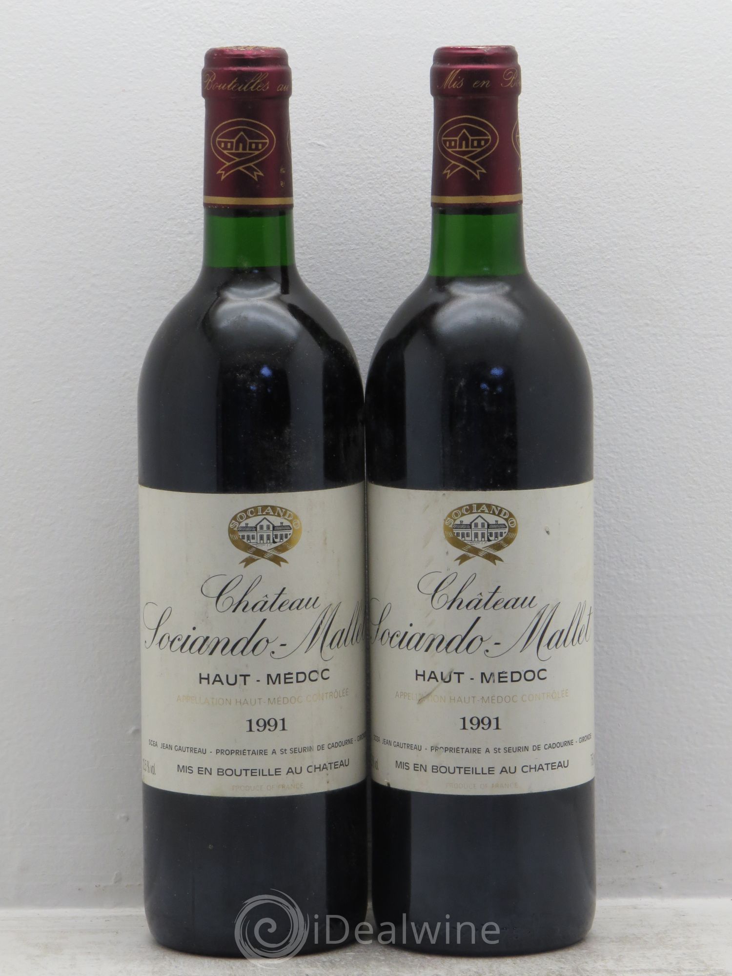 Château Sociando Mallet 1991 - Lot de 2 bouteilles - 0