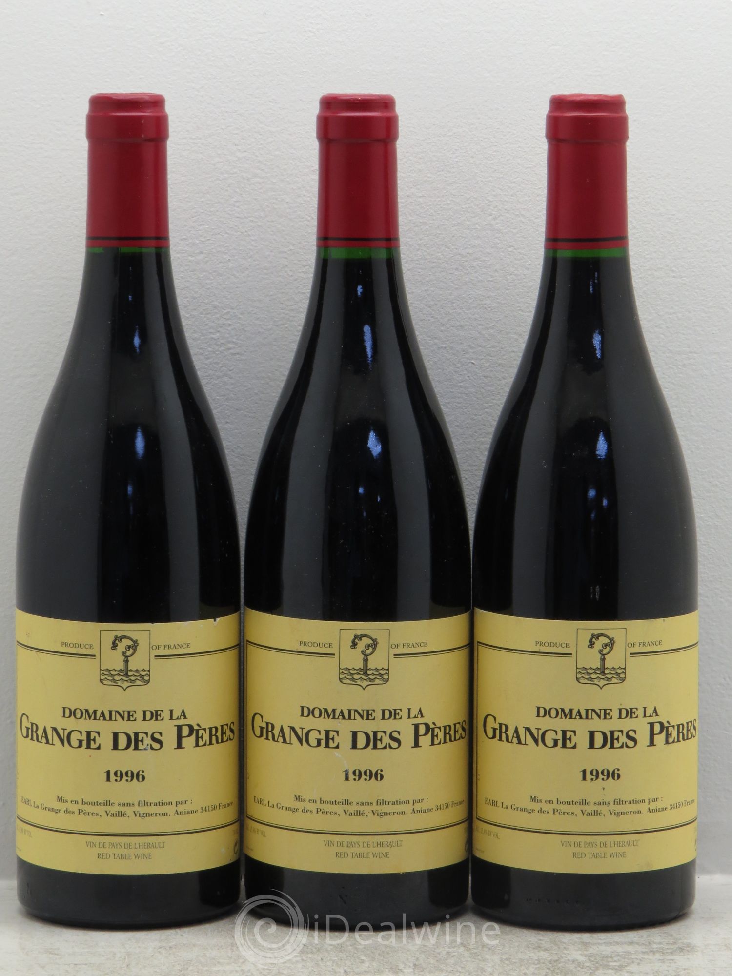 Pays d'Hérault Grange des Pères Laurent Vaillé 1996 - Lot de 3 bouteilles - 0