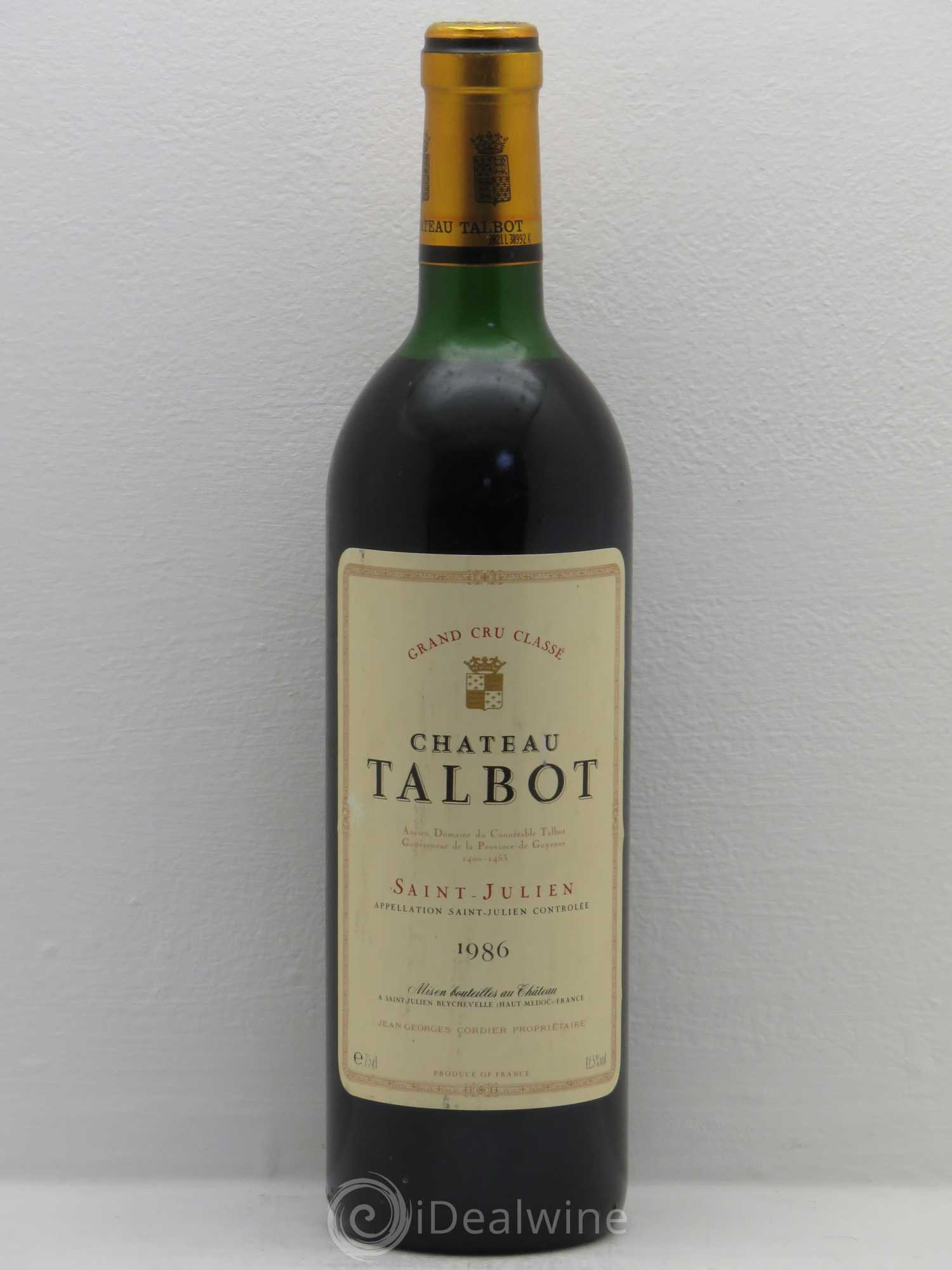 Château Talbot 4ème Grand Cru Classé 1986 - Lot de 1 bouteille - 0