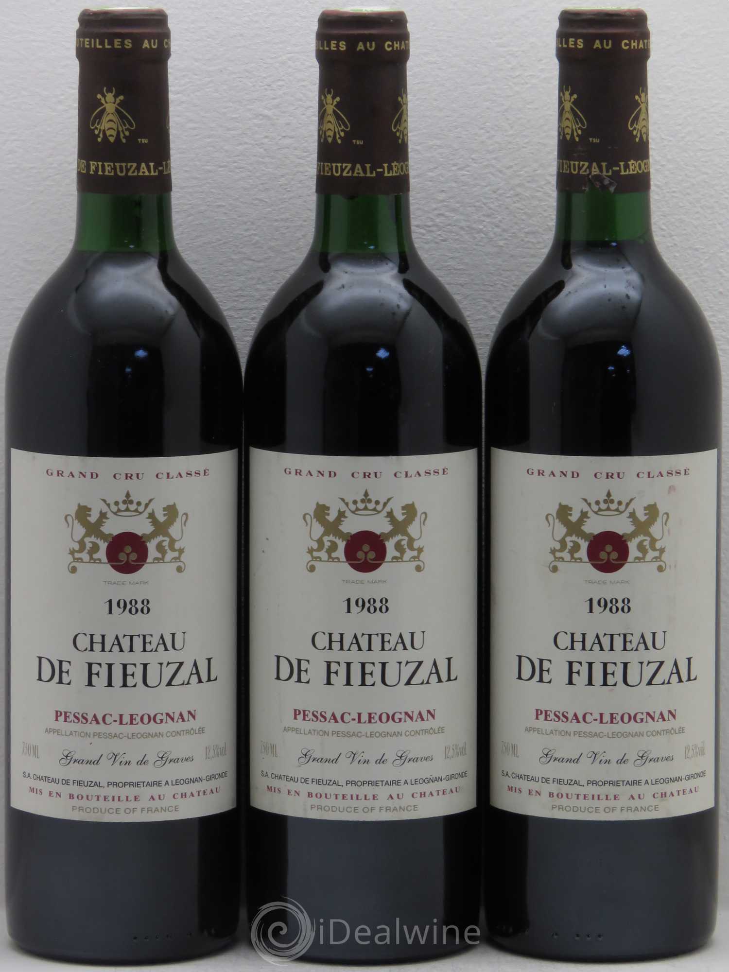 Château de Fieuzal Cru Classé de Graves 1988 - Lot de 3 bouteilles - 0