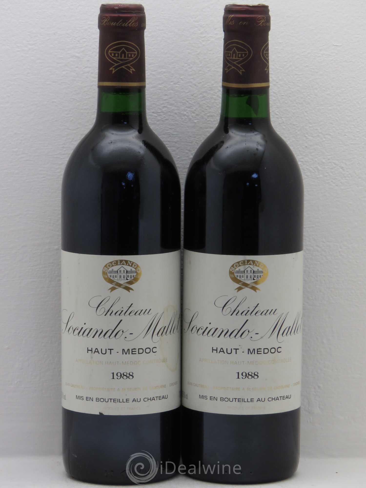 Château Sociando Mallet 1988 - Lot de 2 bouteilles - 0