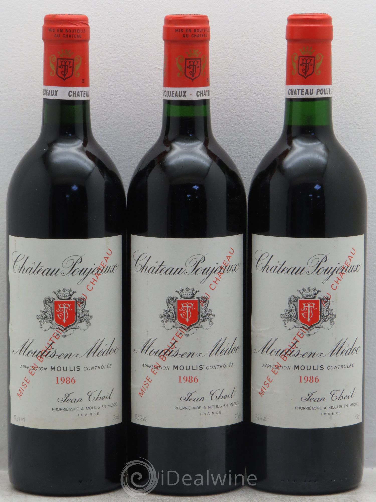 Château Poujeaux 1986 - Lot de 3 bouteilles - 0