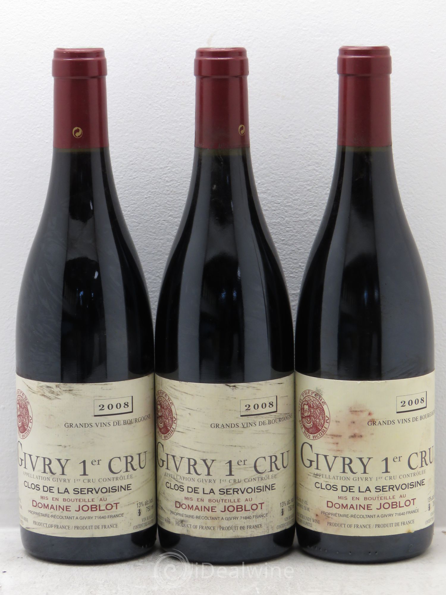 Givry 1er Cru Servoisine Joblot (Domaine) 2008 - Lot de 3 bouteilles - 0