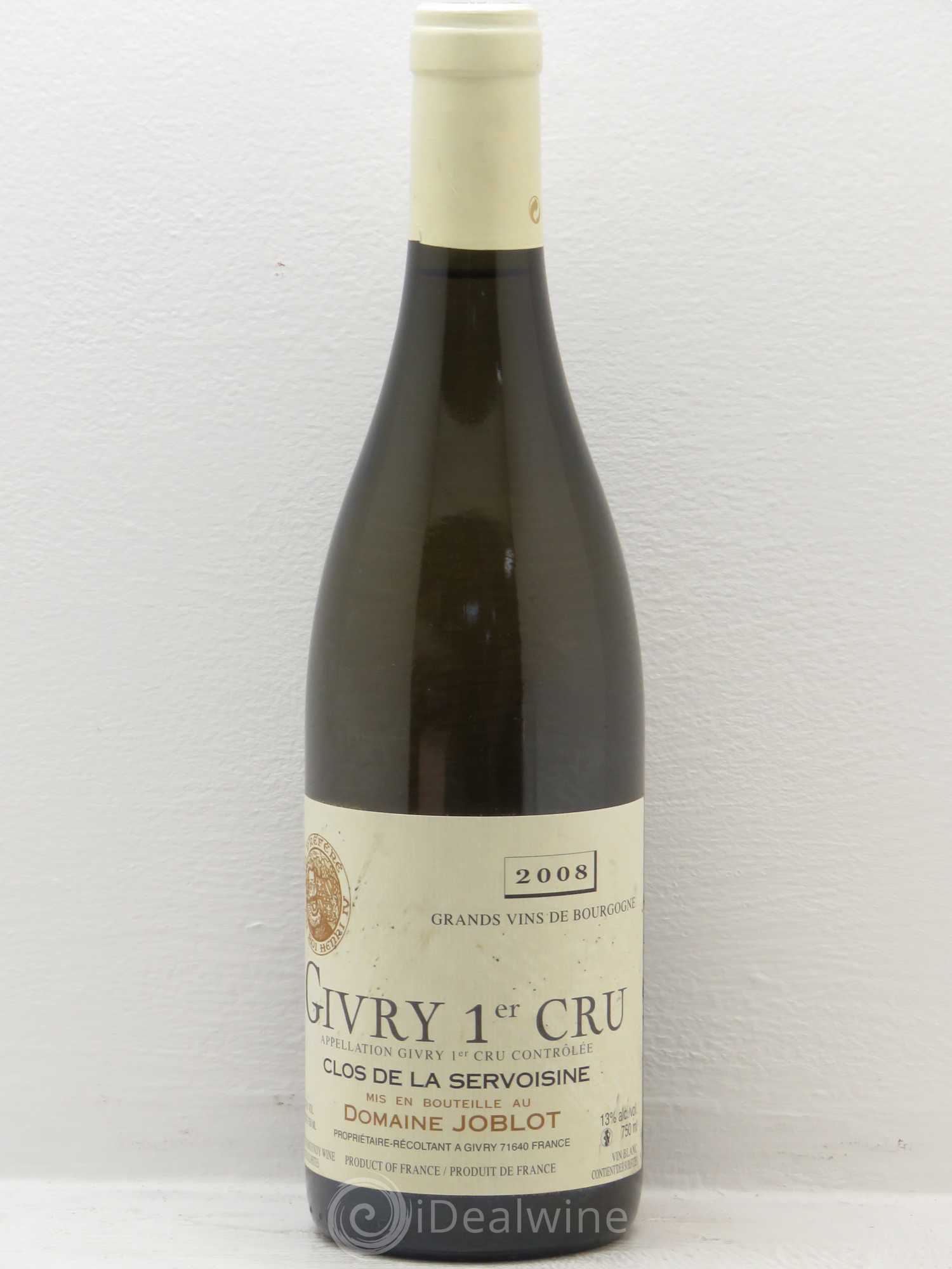 Givry 1er Cru Servoisine Joblot (Domaine) 2008 - Lot de 12 bouteilles - 0
