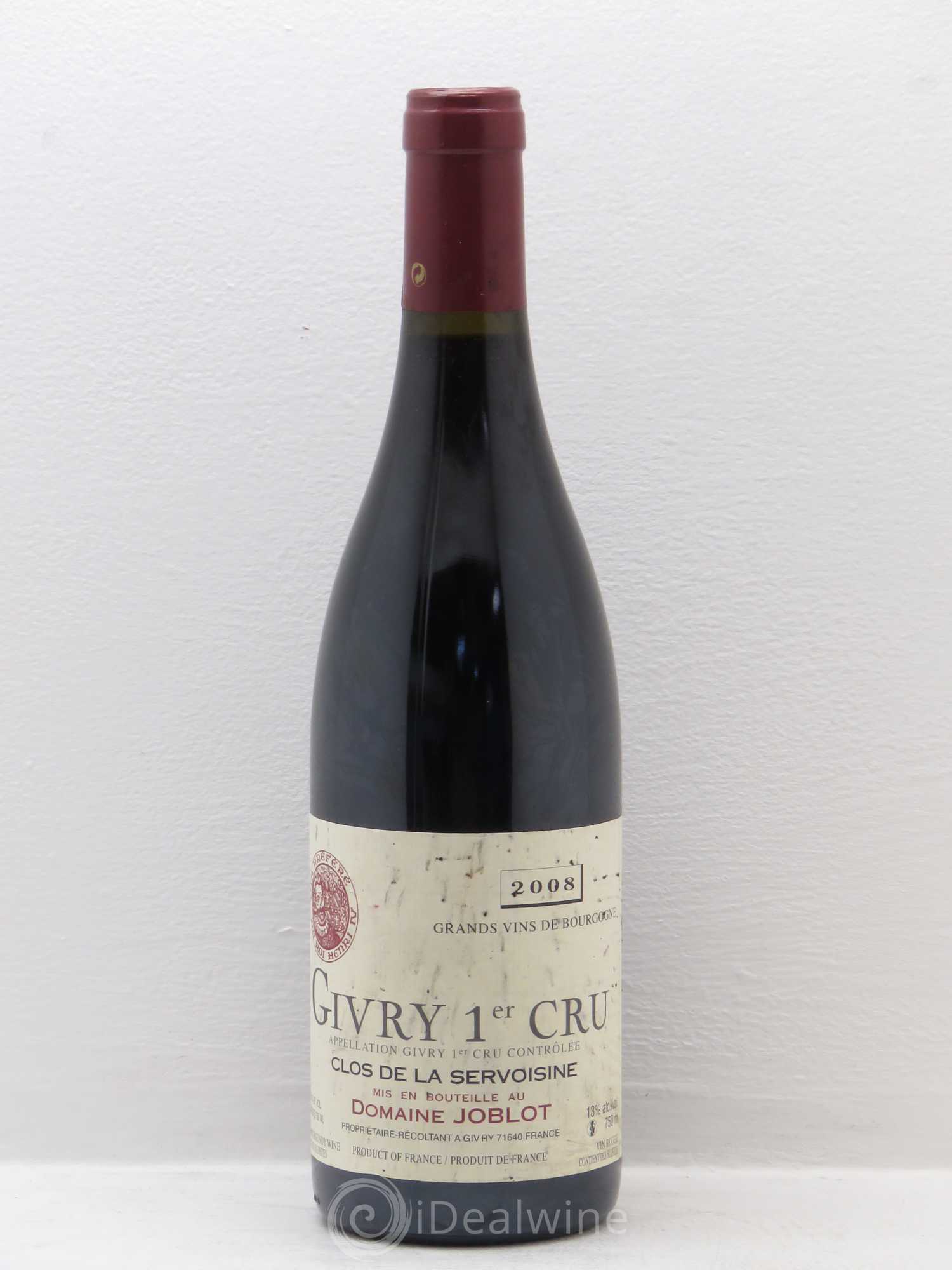 Givry 1er Cru Servoisine Joblot (Domaine) 2008 - Lot de 6 bouteilles - 0