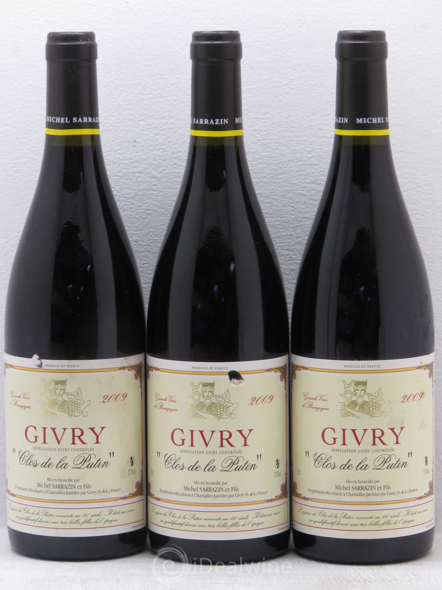 Givry 1er Cru Clos de la Putin - Domaine Sarrazin 2009 - Posten von 3 Flaschen - 0