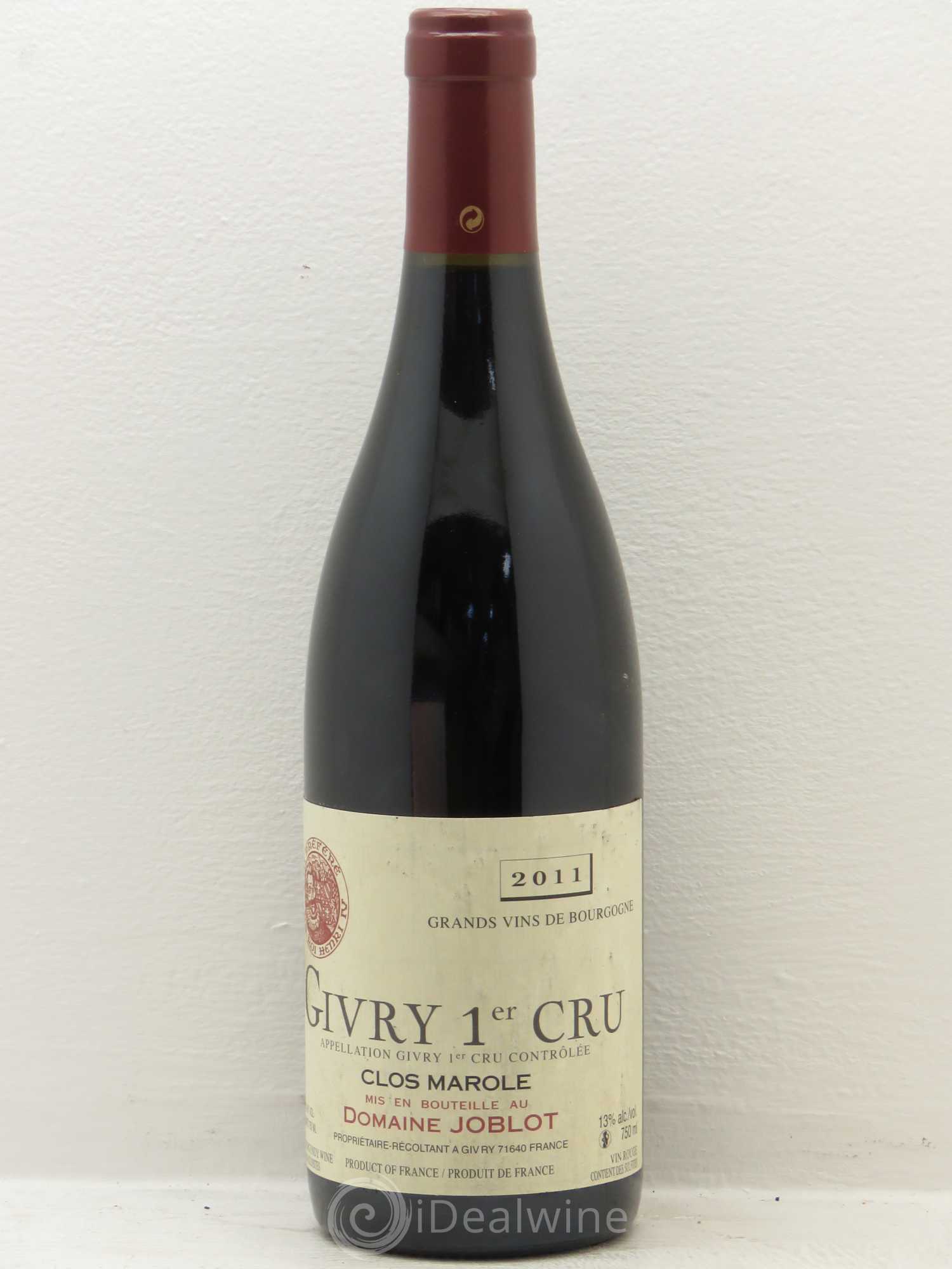 Givry 1er Cru Clos Marole Joblot (Domaine) 2011 - Lot de 12 bouteilles - 0