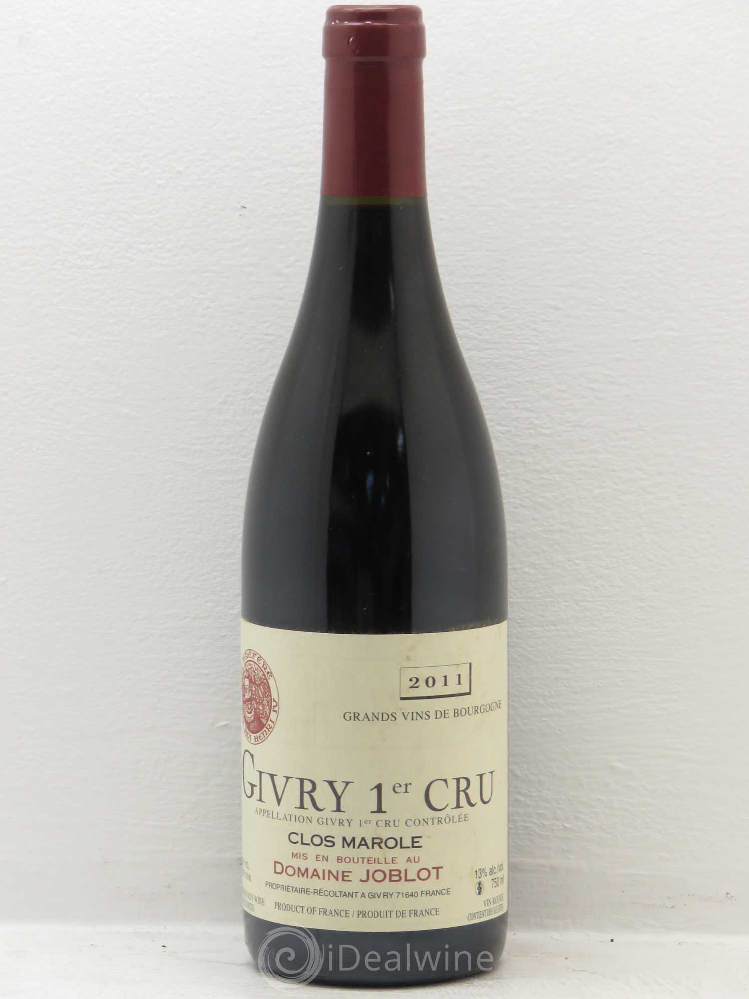 Givry 1er Cru Clos Marole Joblot (Domaine) 2011 - Lot de 6 bouteilles - 0
